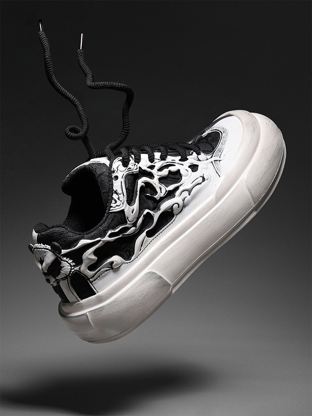 Black White Tai Chi Panda Platform Sneakers - View 8