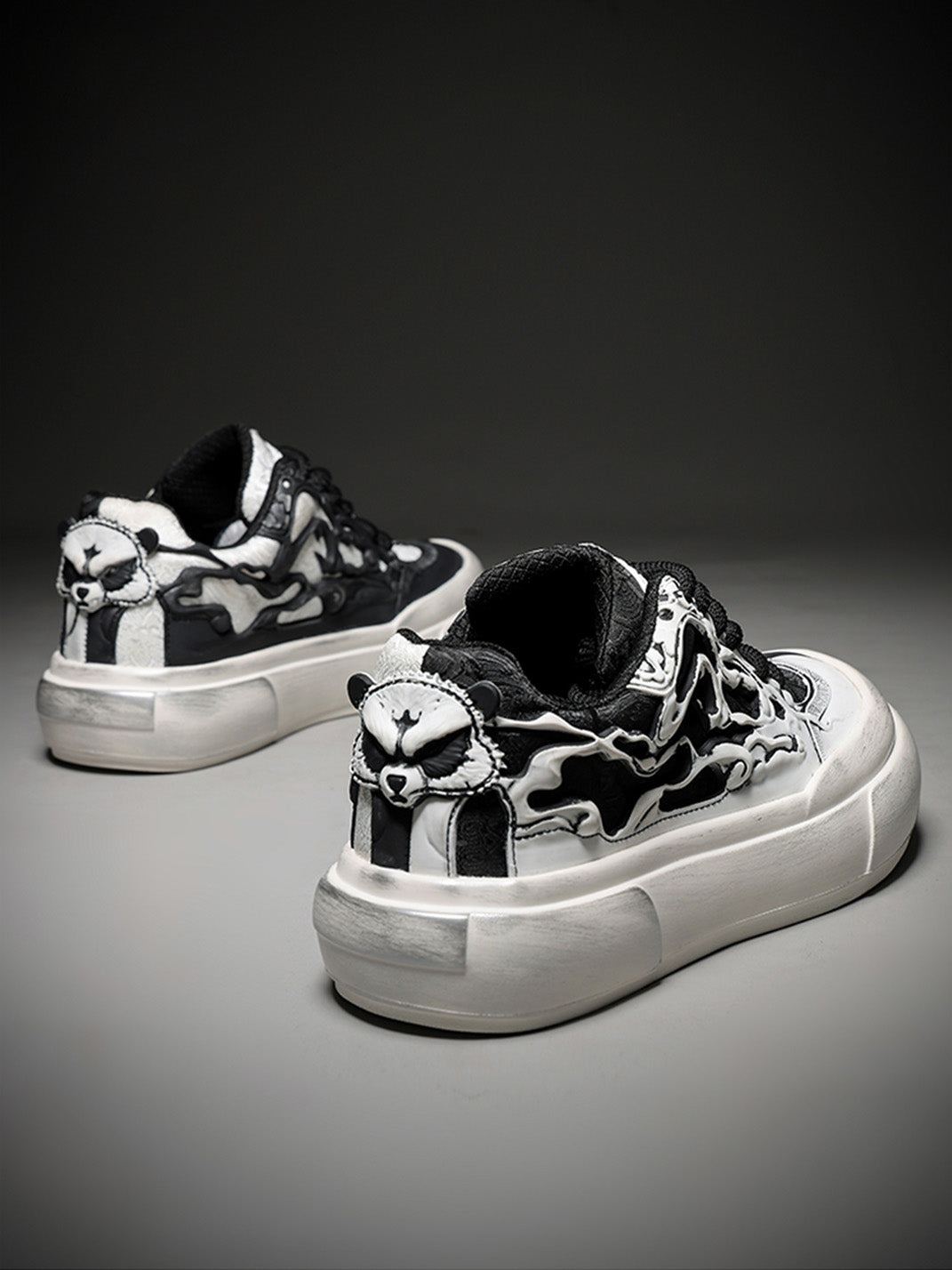 Black White Tai Chi Panda Platform Sneakers - View 9