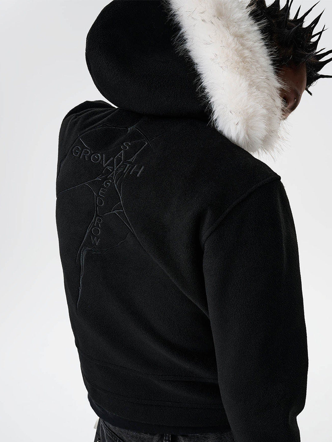 Detachable Faux-Fur Collar Double-Zip Coat - View 6