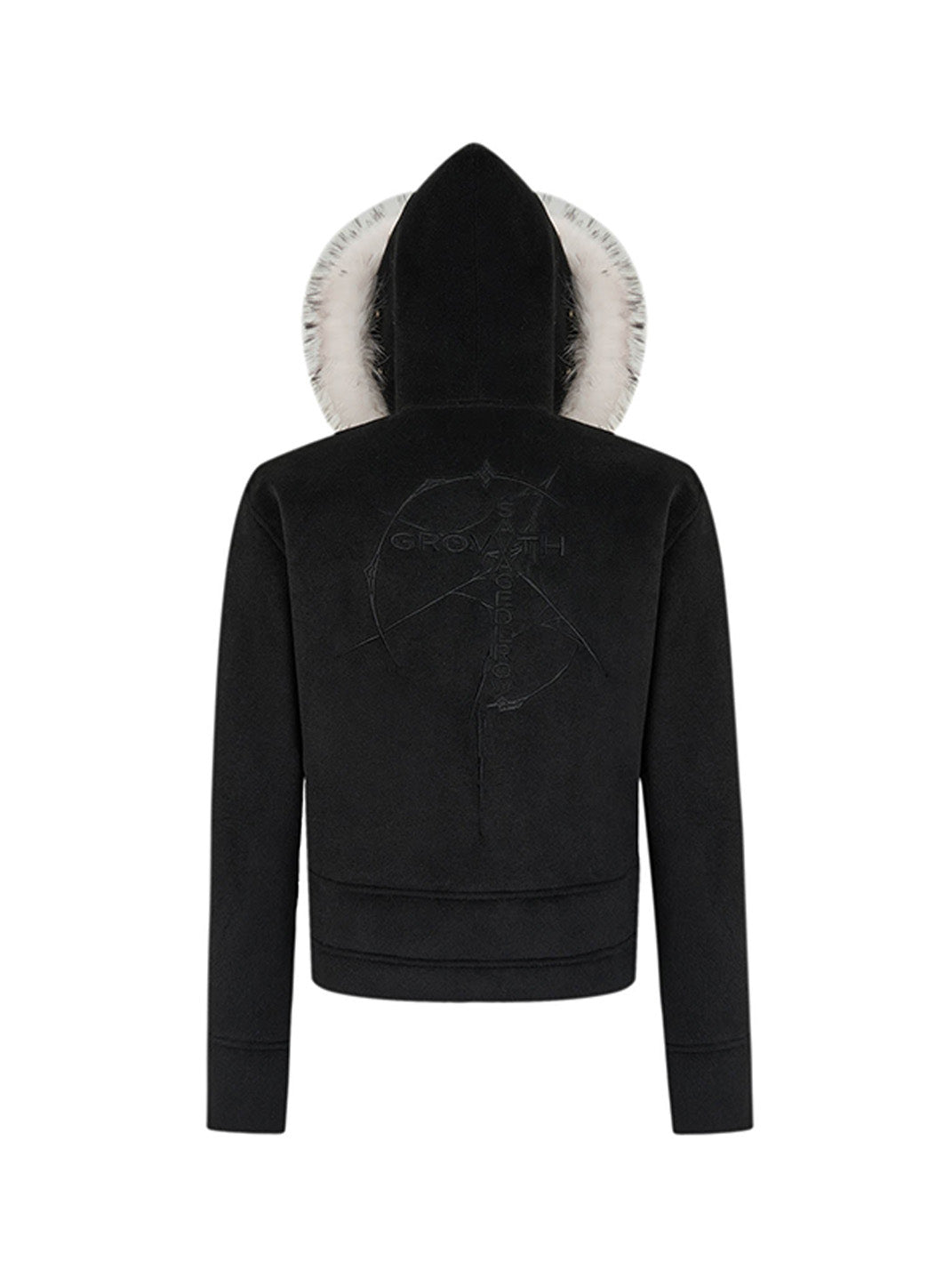 Detachable Faux-Fur Collar Double-Zip Coat - View 7
