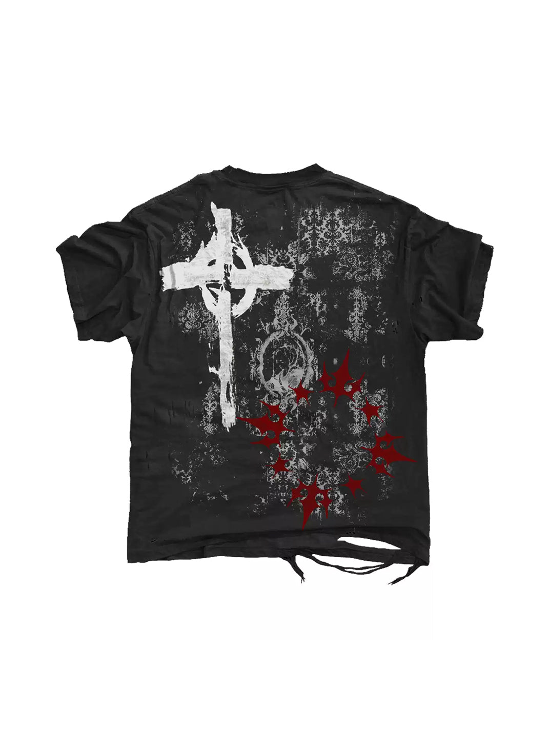 Portrait-Cross Distressed Gothic T-Shirt - View 2