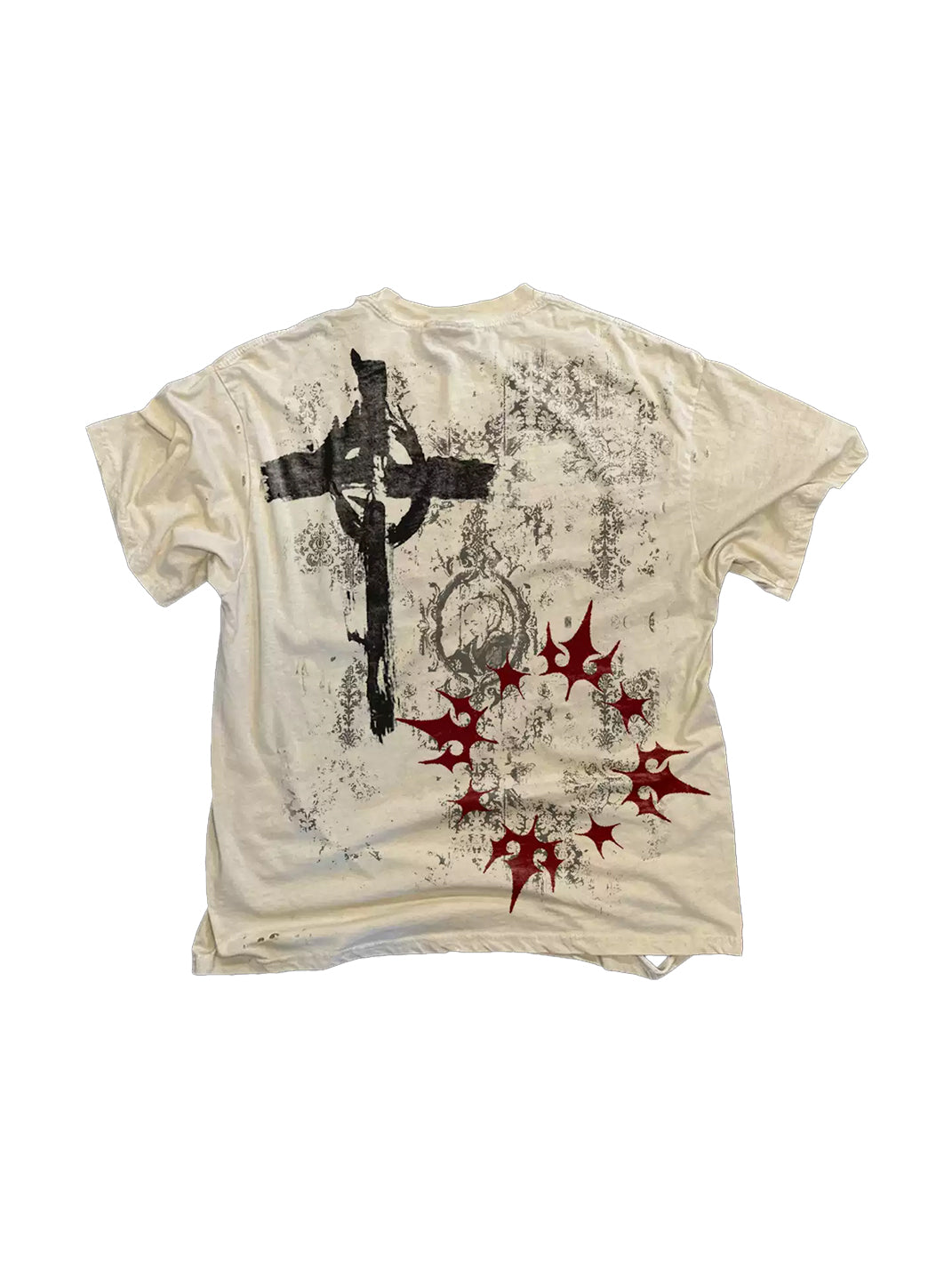 Portrait-Cross Distressed Gothic T-Shirt - View 4
