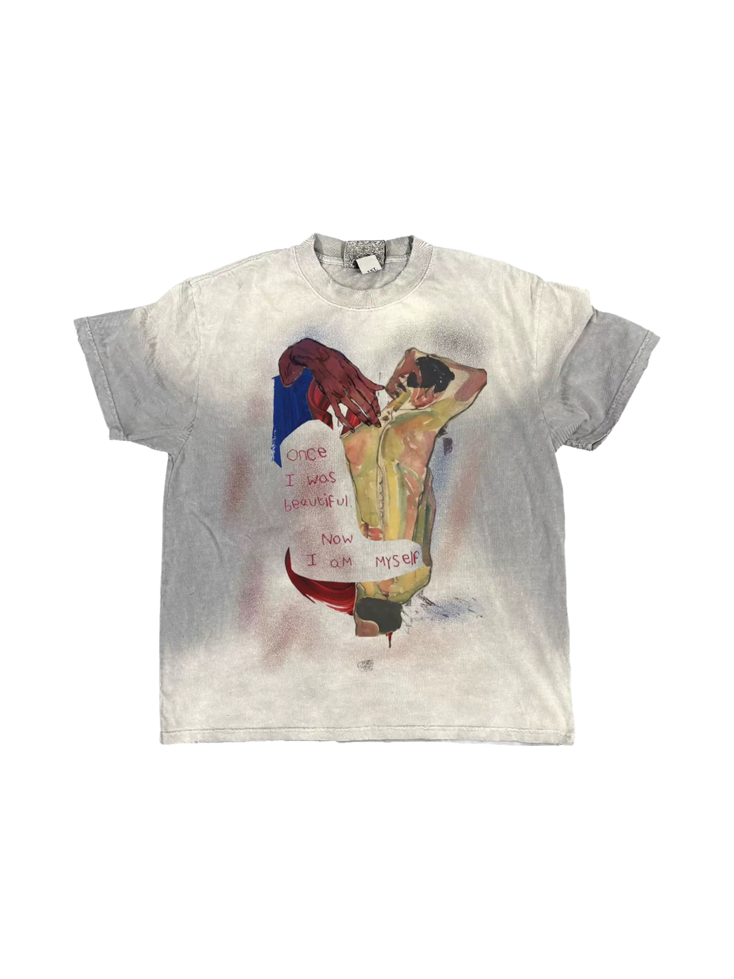 Watercolor Figure Distressed Washed T-Shirt