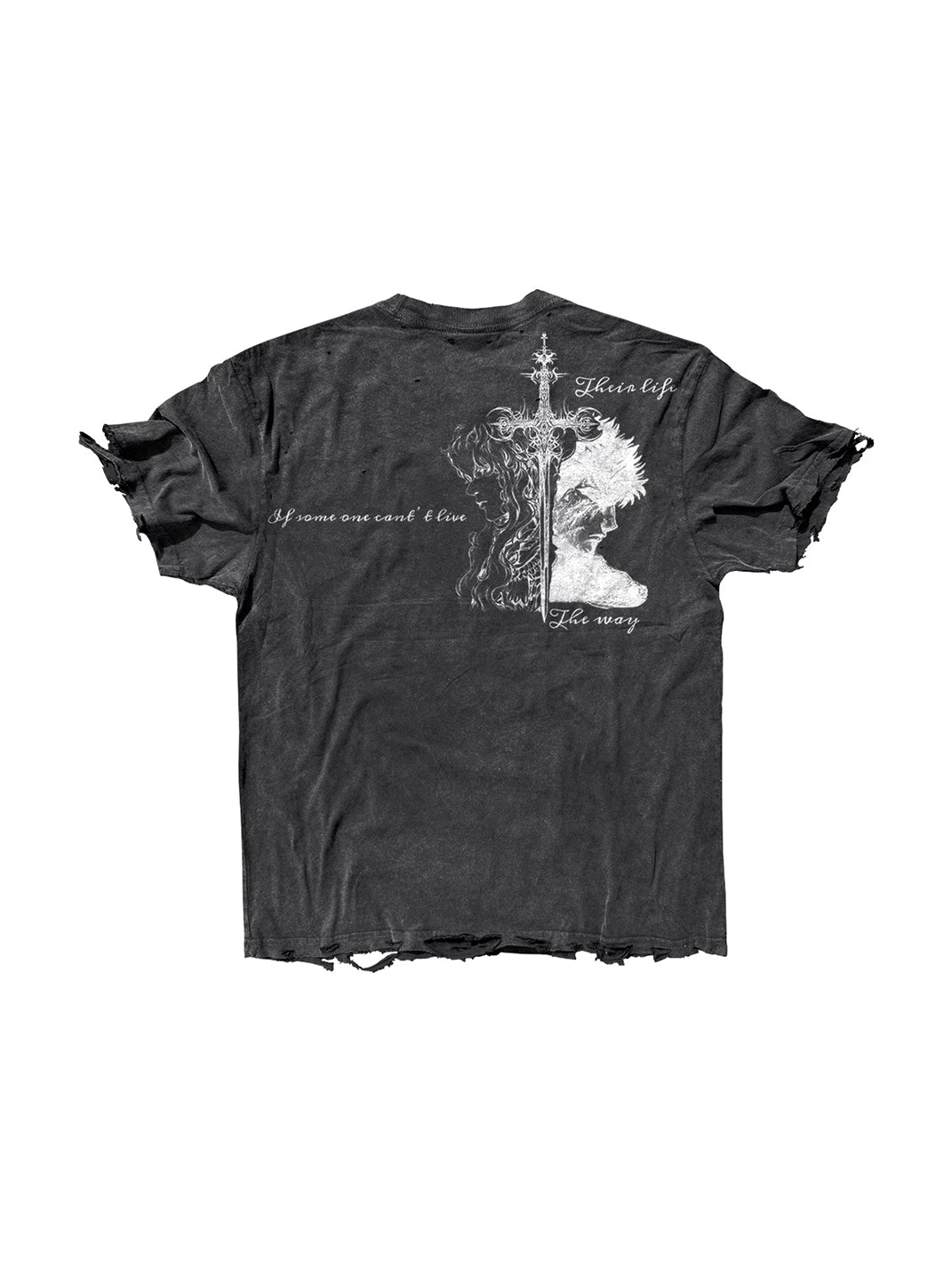 Vintage Portrait Distressed Cotton T-Shirt - View 2