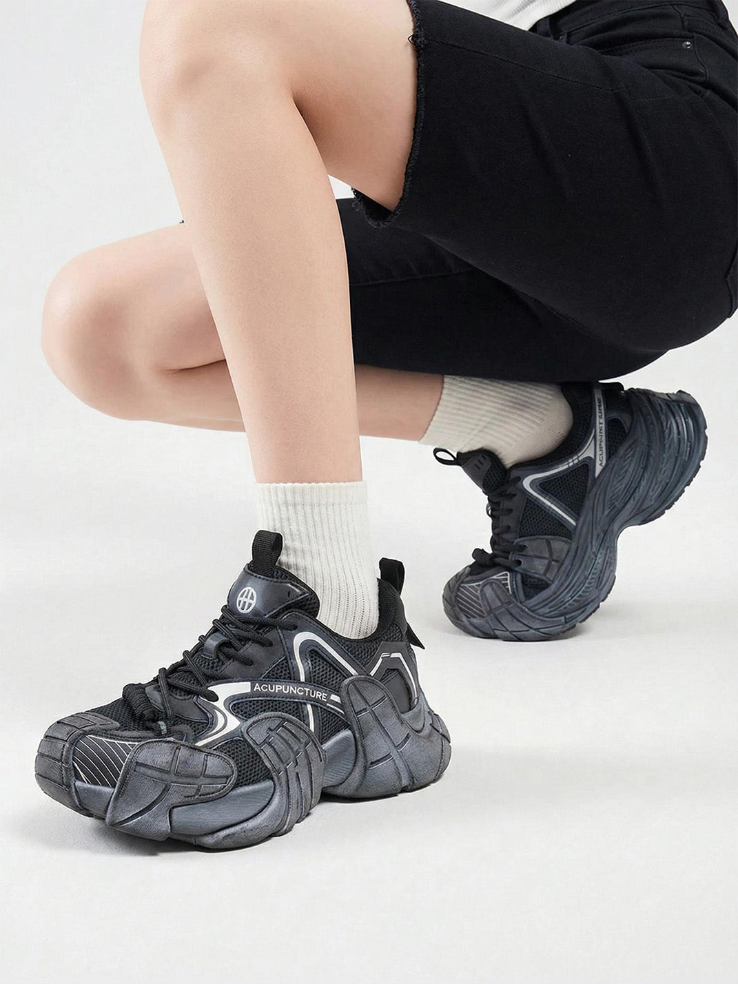 Silver Cage-Panel Platform Sneakers - View 2