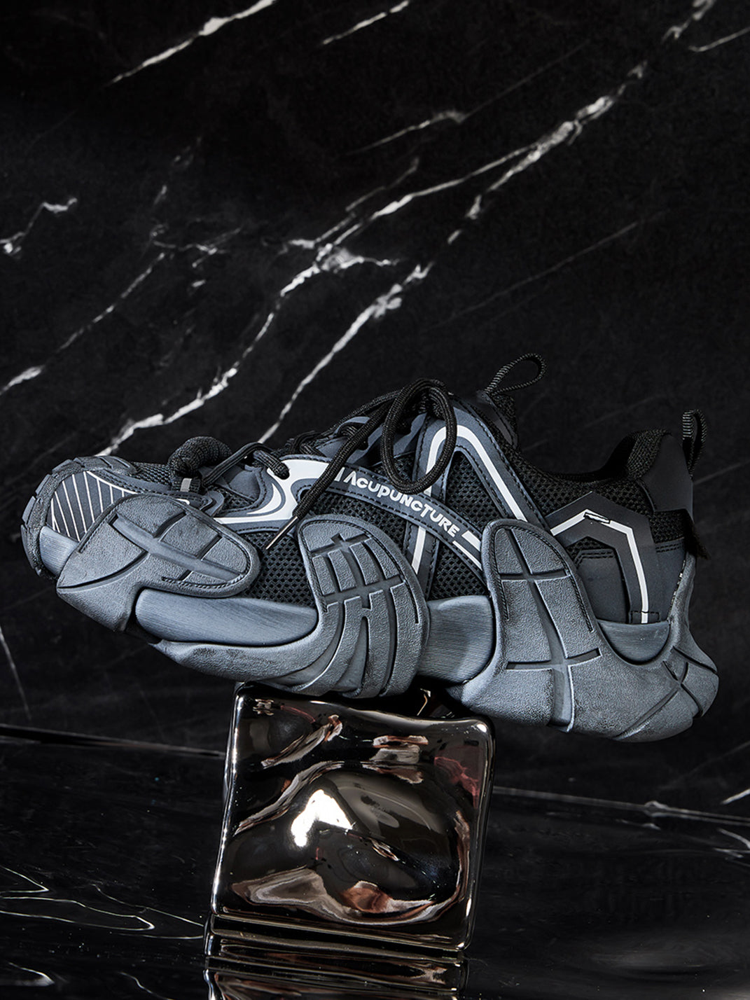 Silver Cage-Panel Platform Sneakers - View 6