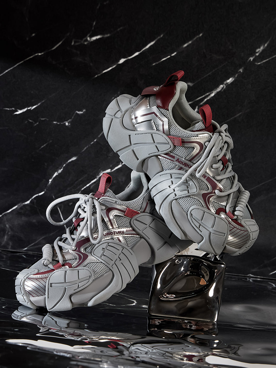 Silver Cage-Panel Platform Sneakers - View 16