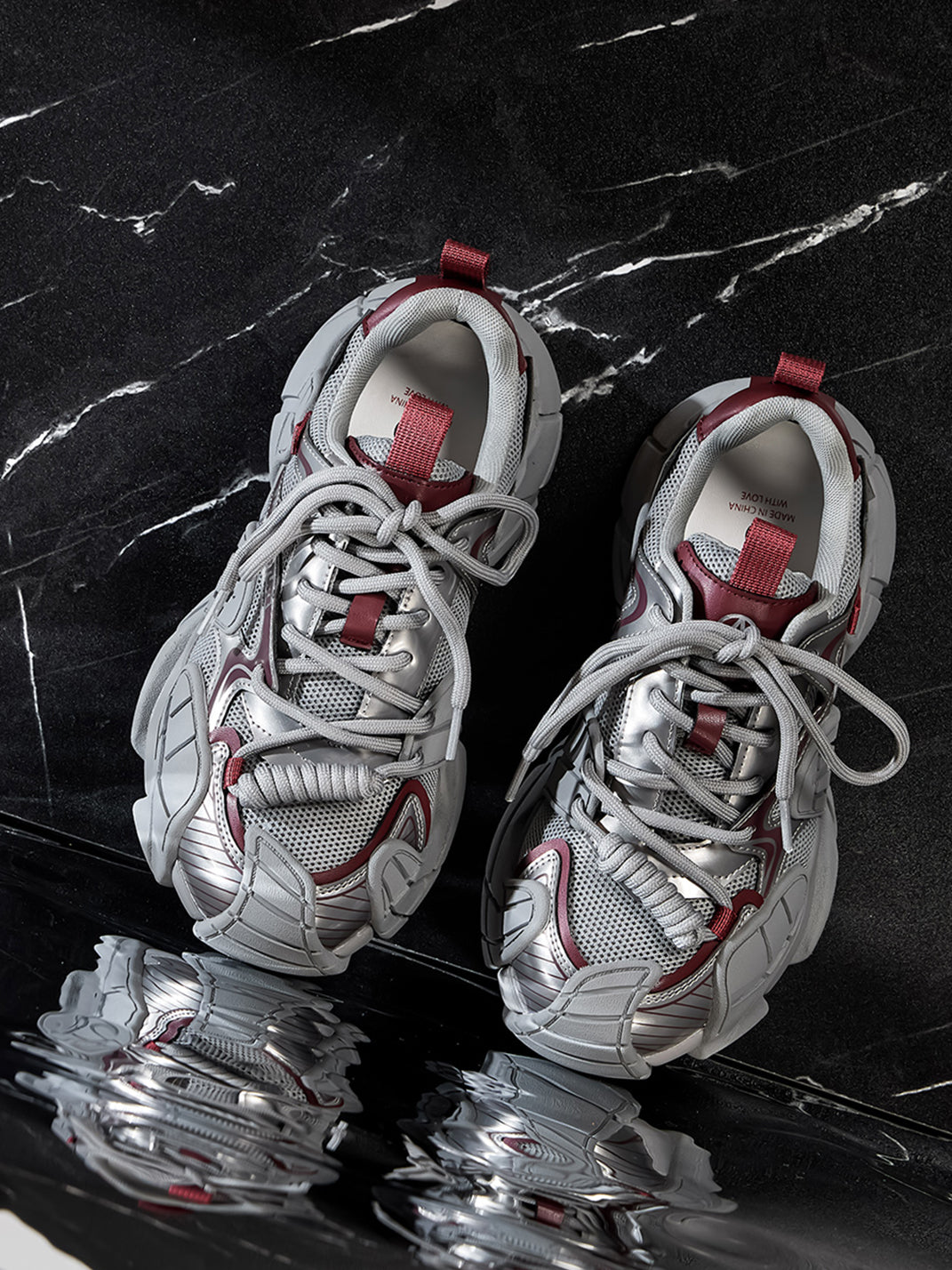 Silver Cage-Panel Platform Sneakers - View 17