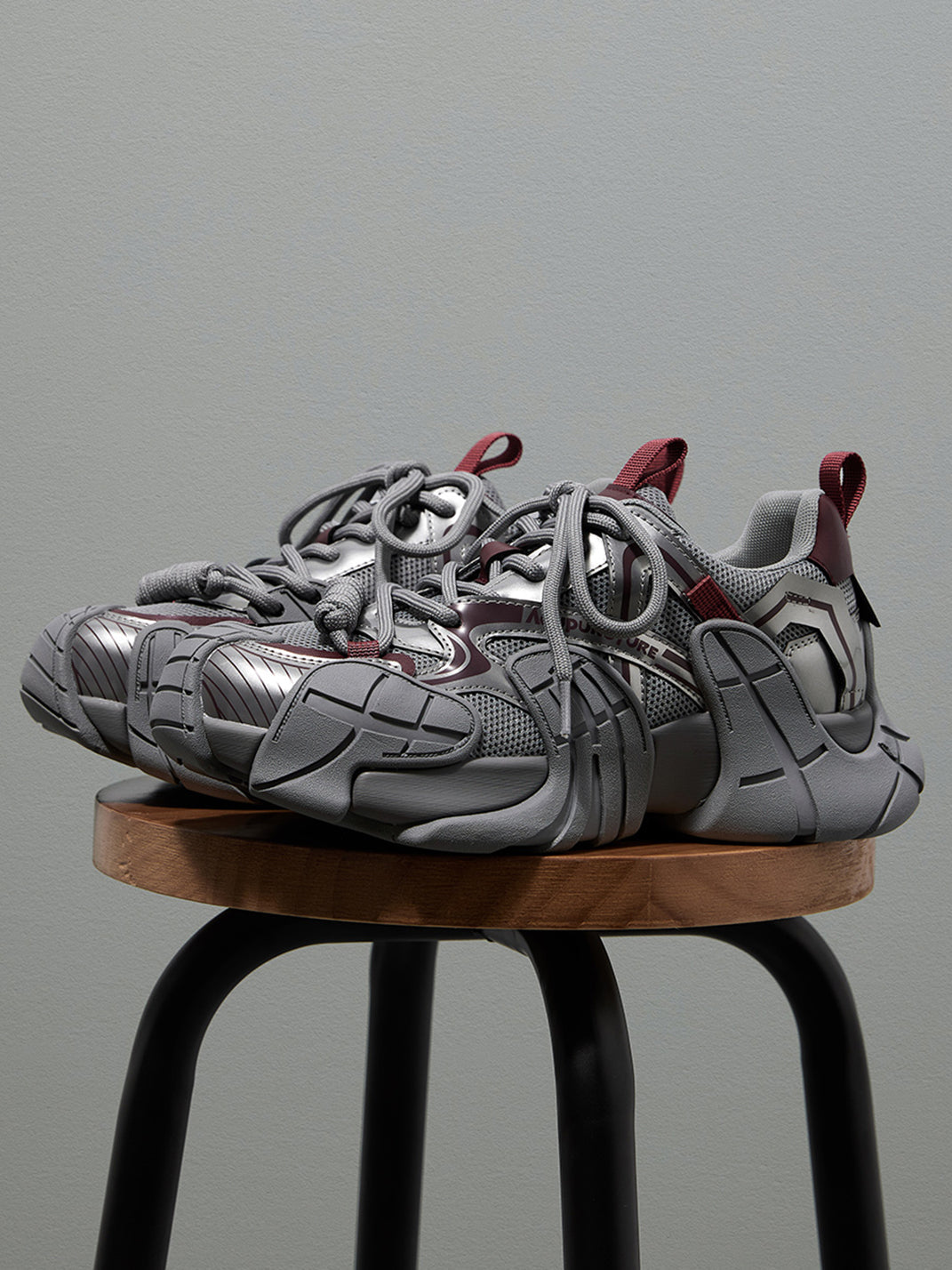 Silver Cage-Panel Platform Sneakers - View 19