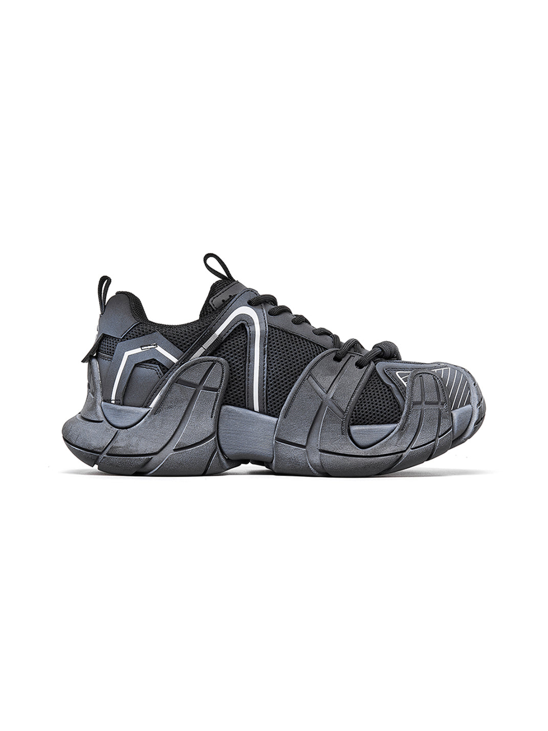 Silver Cage-Panel Platform Sneakers - View 28