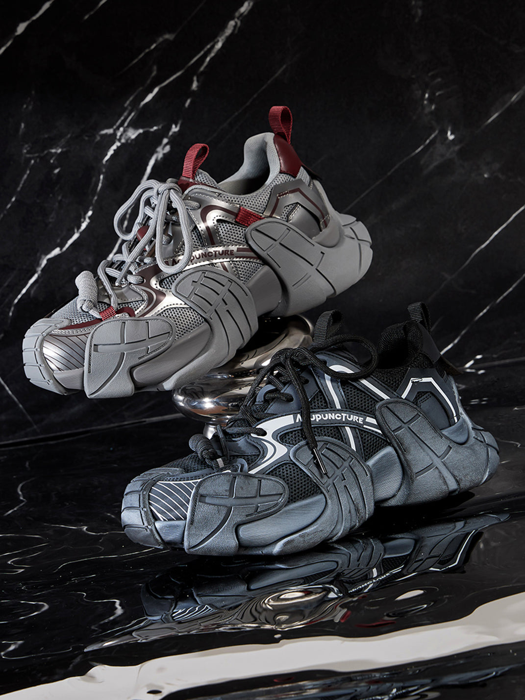 Silver Cage-Panel Platform Sneakers - View 31
