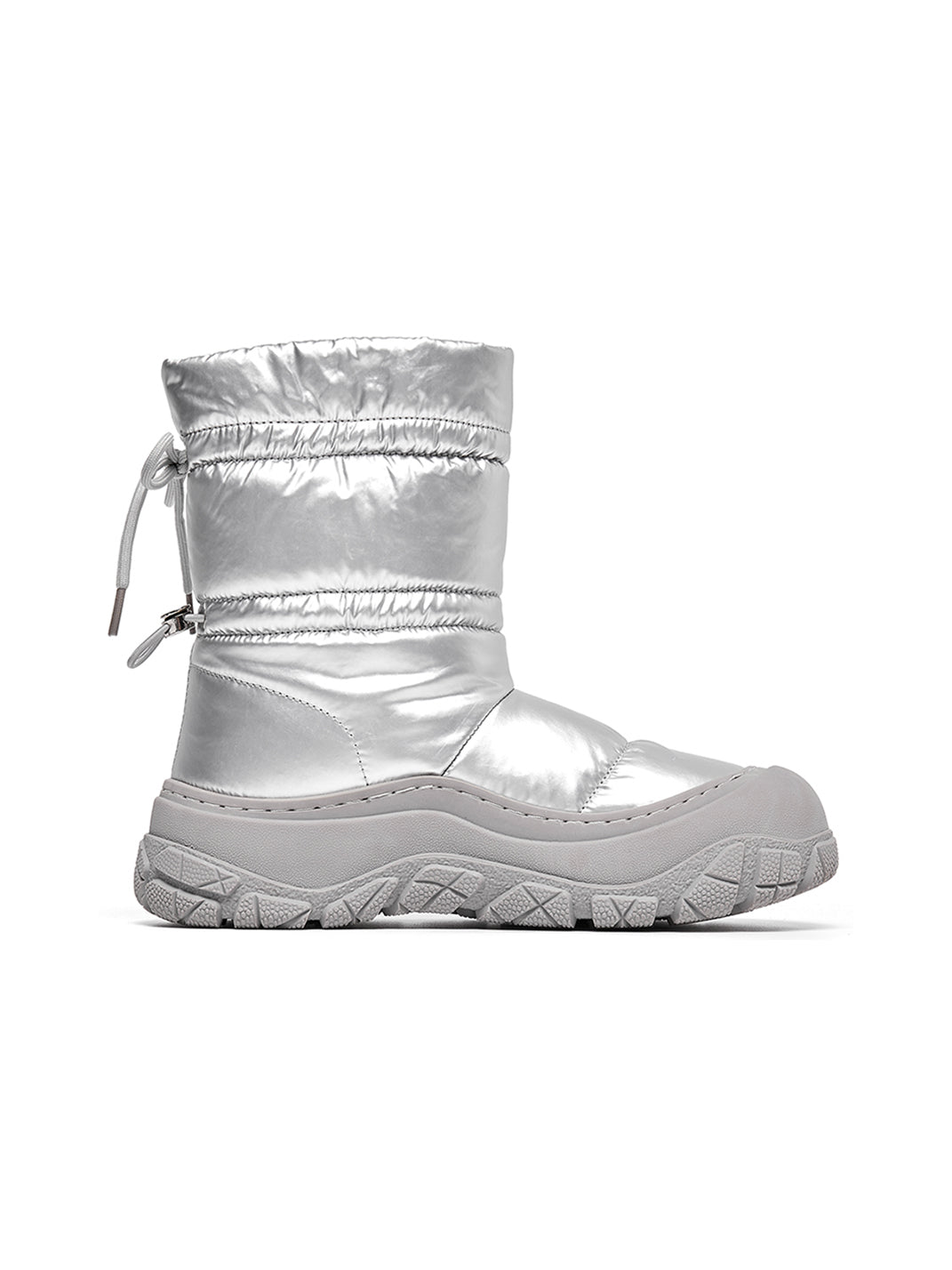 Silver Drawstring Puffer Snow Boots - View 10
