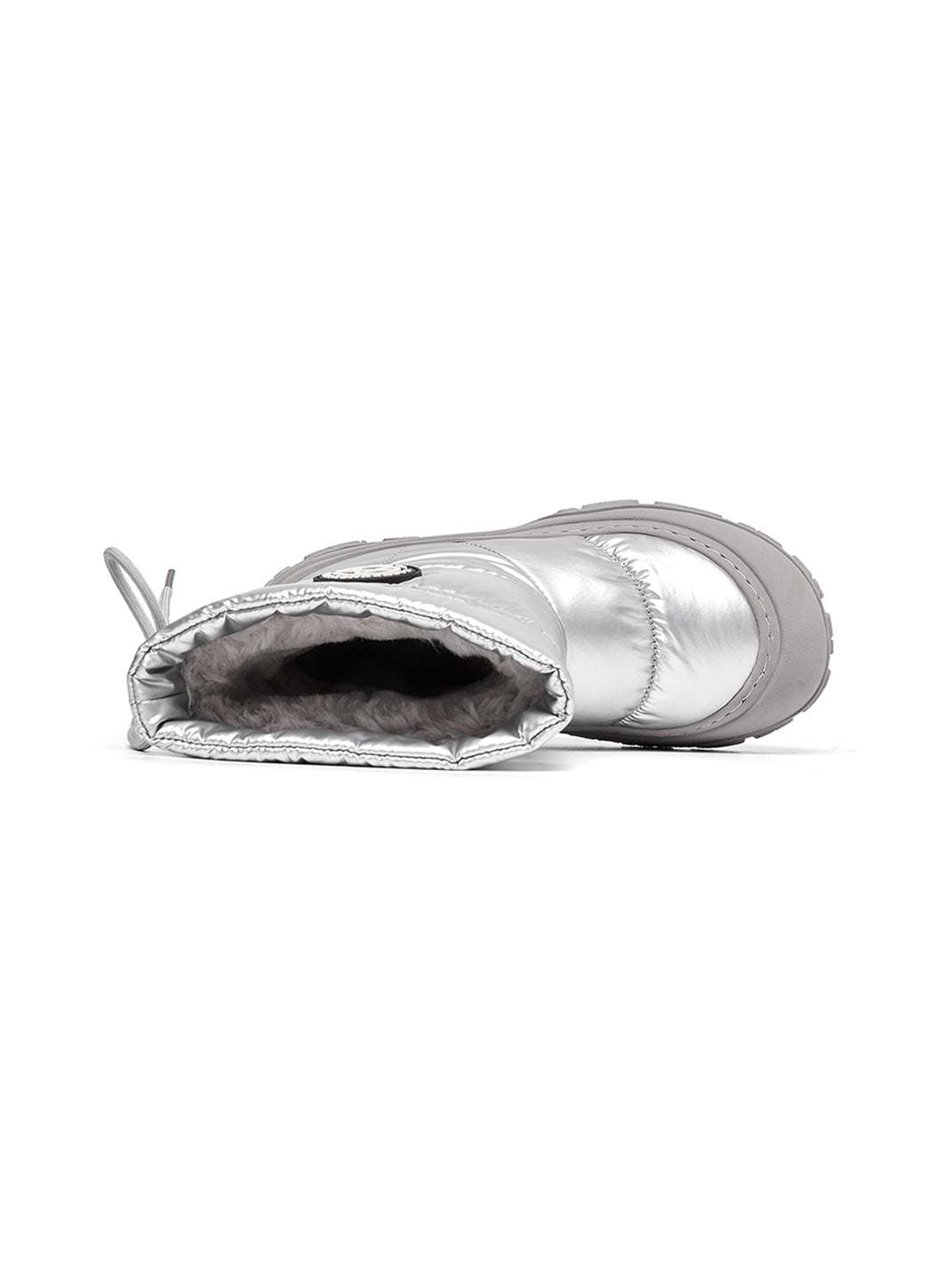 Silver Drawstring Puffer Snow Boots - View 11