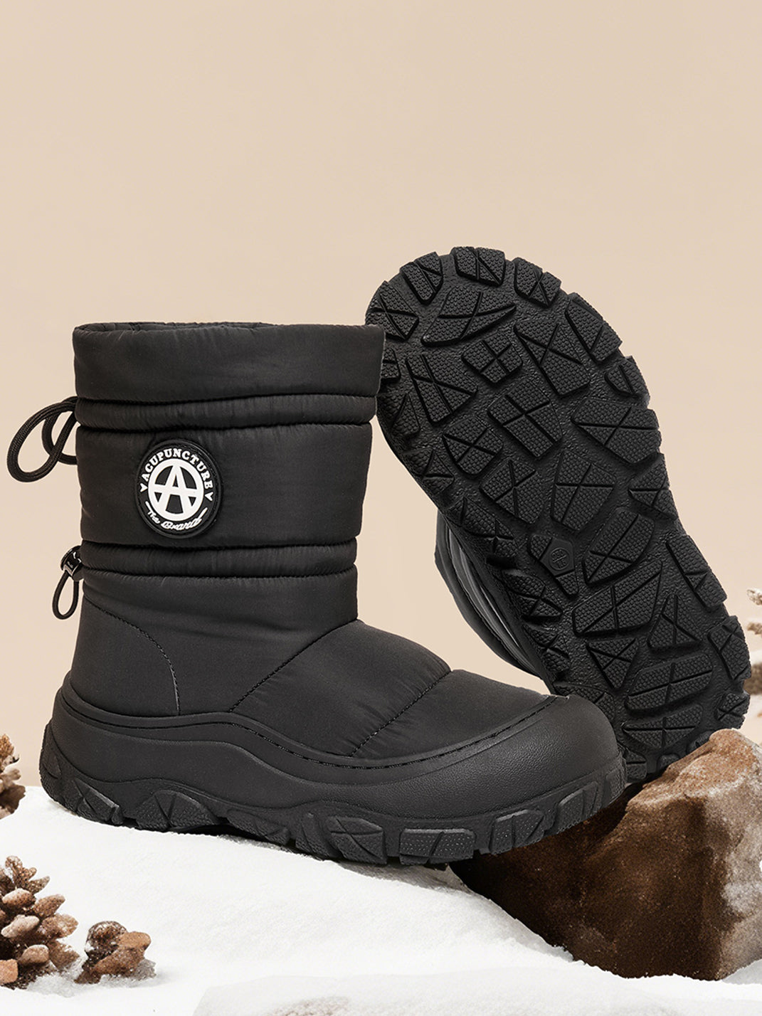 Silver Drawstring Puffer Snow Boots - View 17