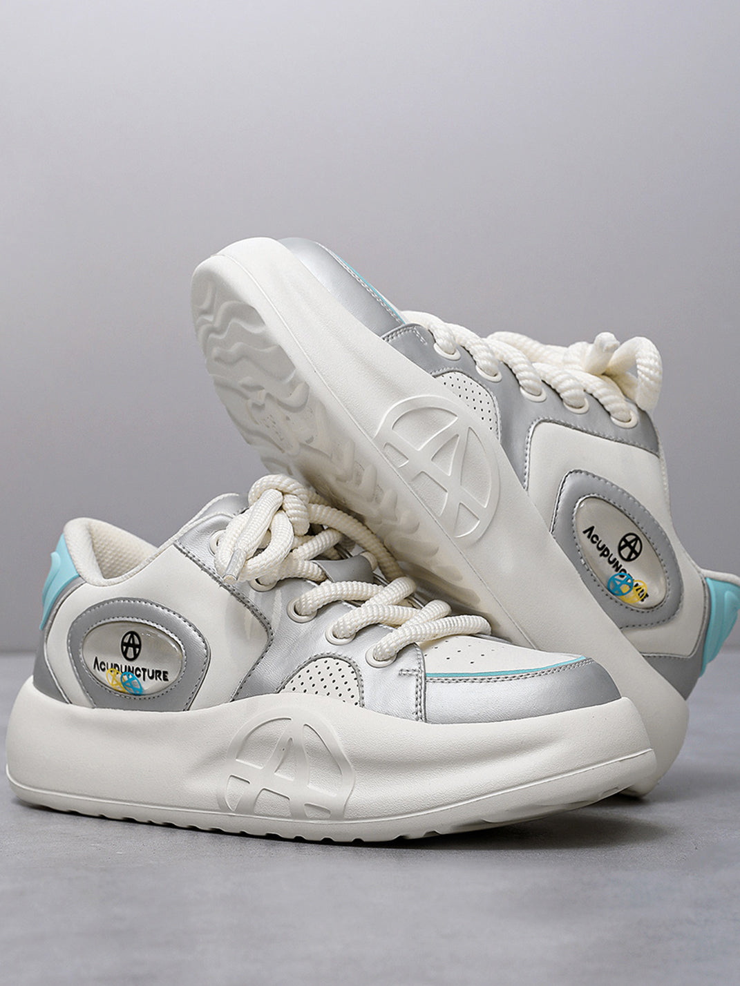 Silver Metallic PU Platform Sneakers - View 7