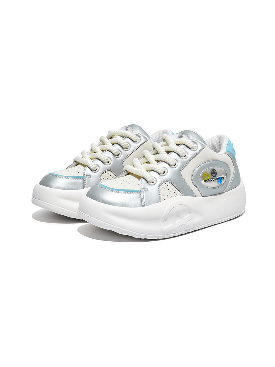 Silver Metallic PU Platform Sneakers - View 9