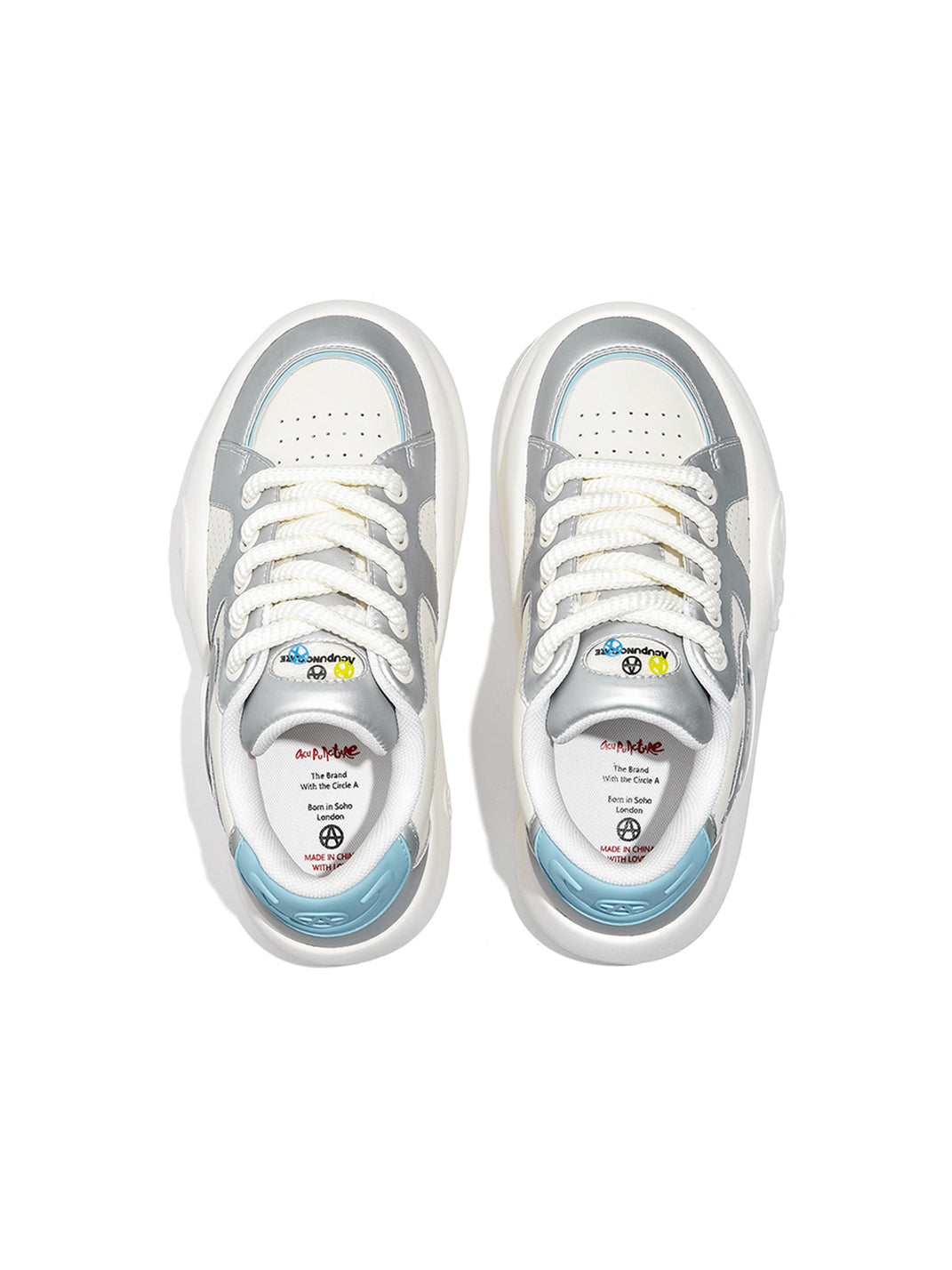 Silver Metallic PU Platform Sneakers - View 10
