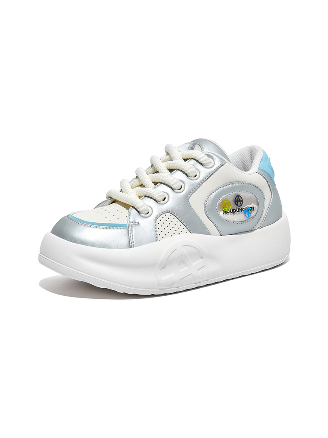 Silver Metallic PU Platform Sneakers - View 12