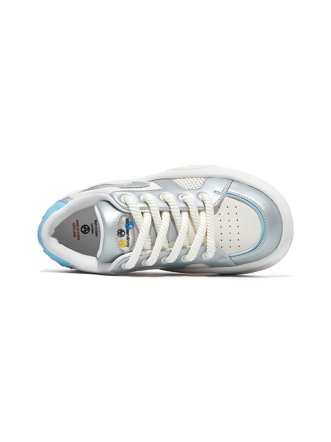 Silver Metallic PU Platform Sneakers - View 14