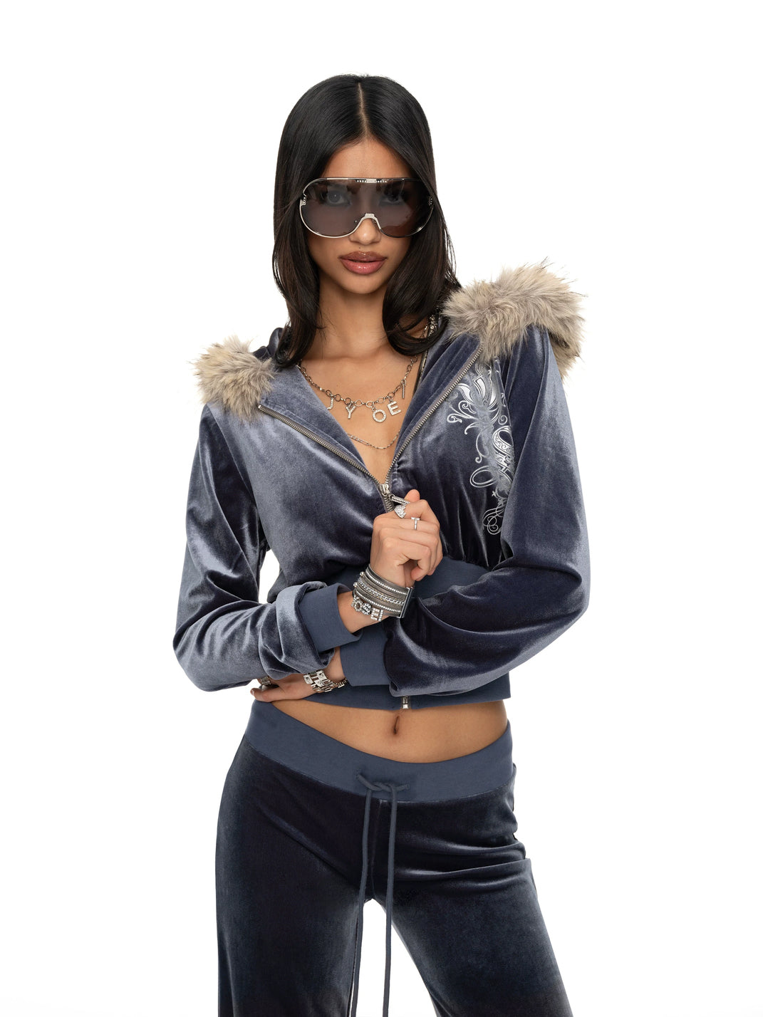 Silver Script Velvet Hoodie & Pants Separates — product view 3