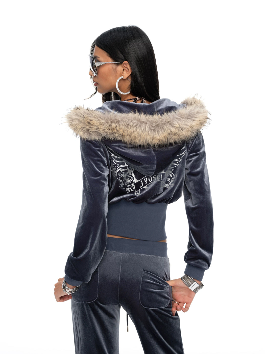 Silver Script Velvet Hoodie & Pants Separates — product view 4