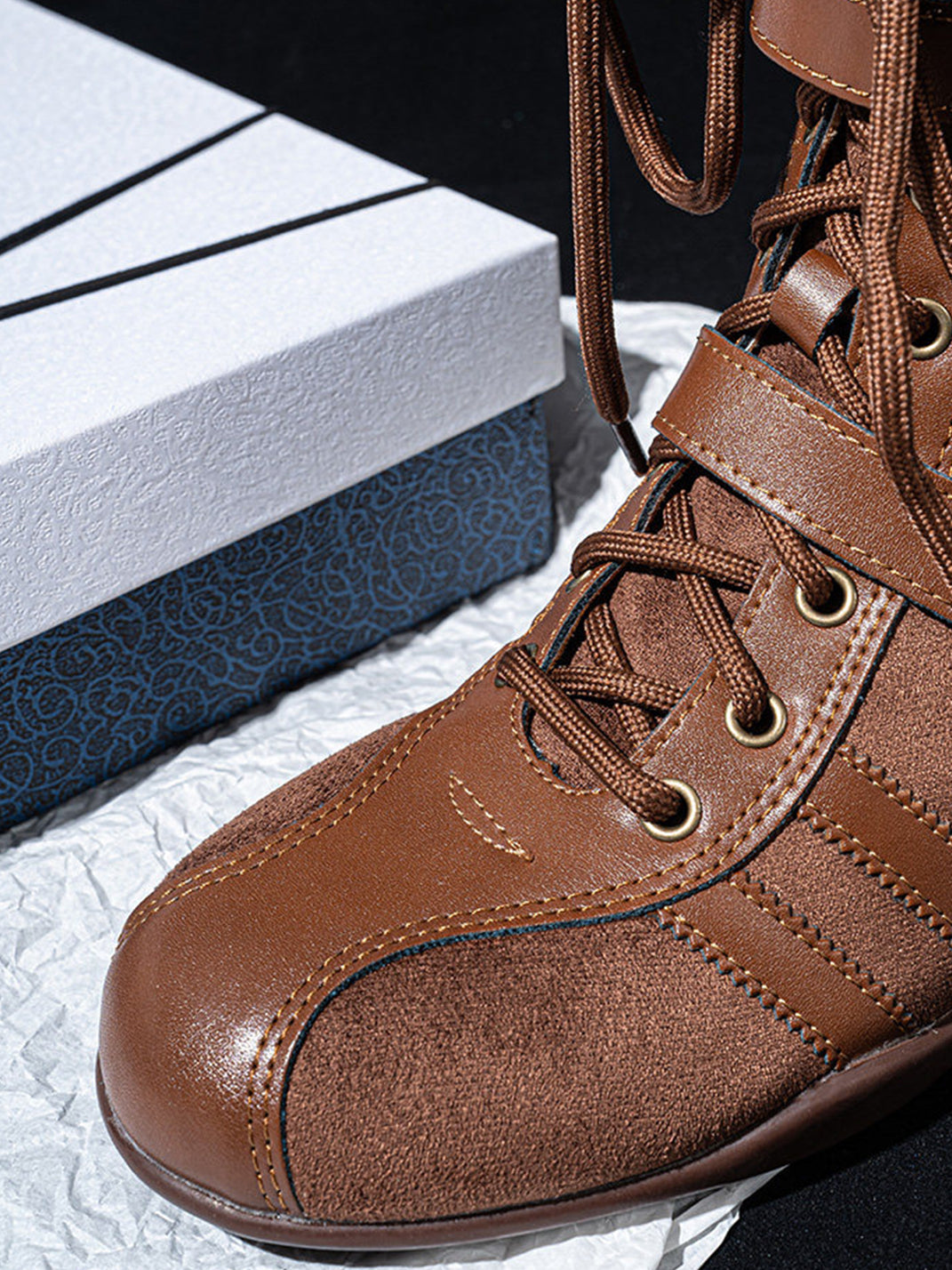 Lace-Up Buckled Mid-Calf Combat Boots - View 11