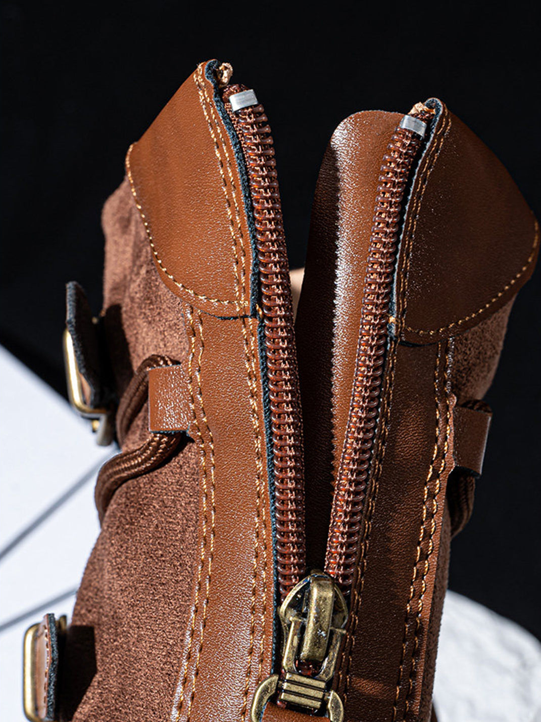 Lace-Up Buckled Mid-Calf Combat Boots - View 13