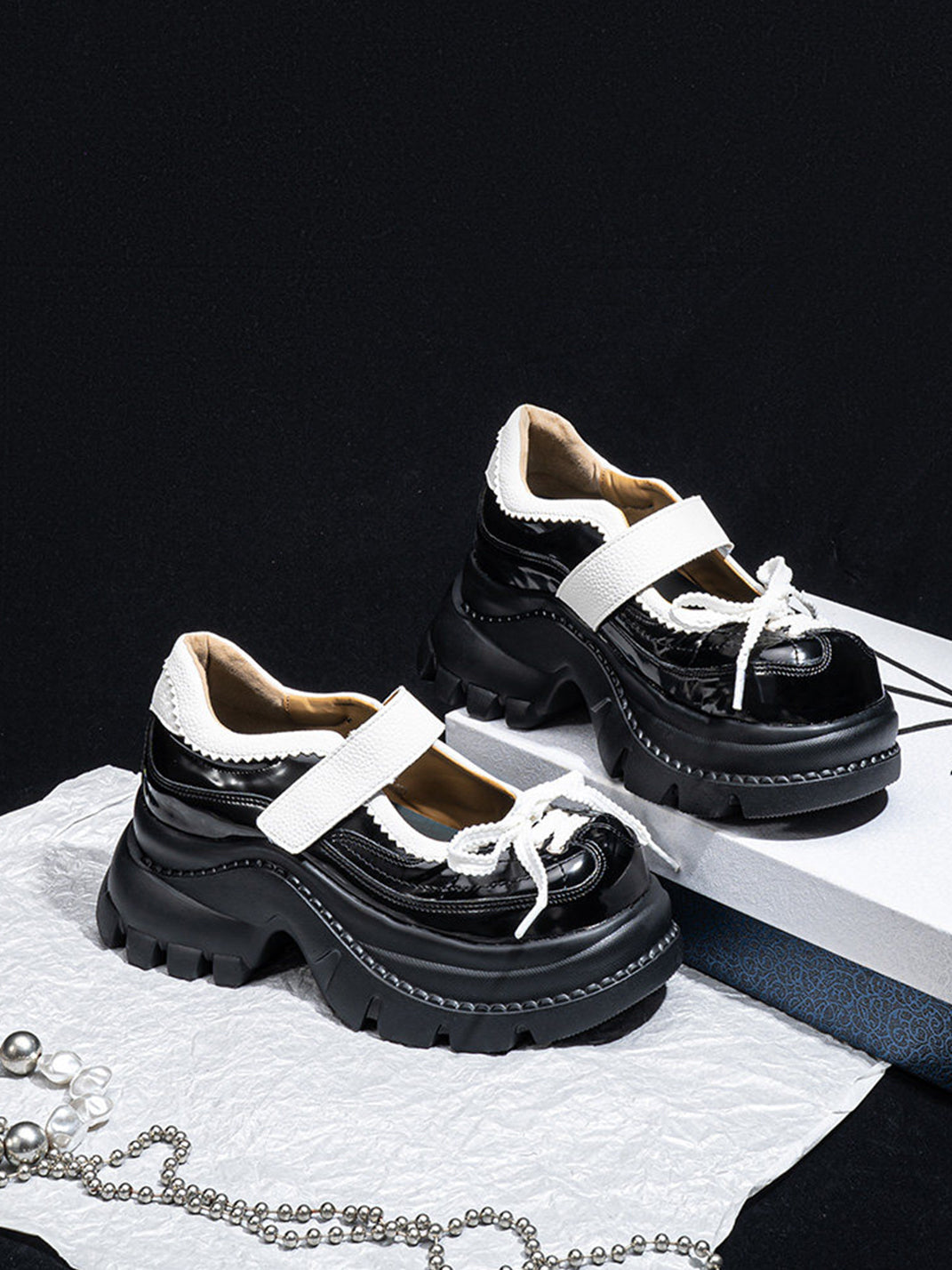 Contrast-Strap Glossy Platform Mary Janes - View 5