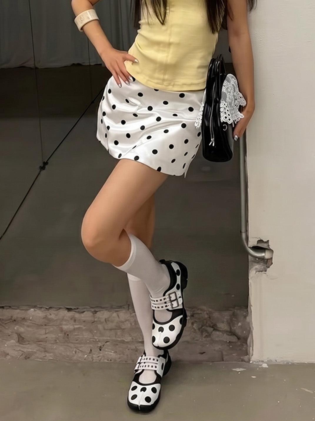 Polka-Dot Split-Toe Strapped Mary Janes - View 4
