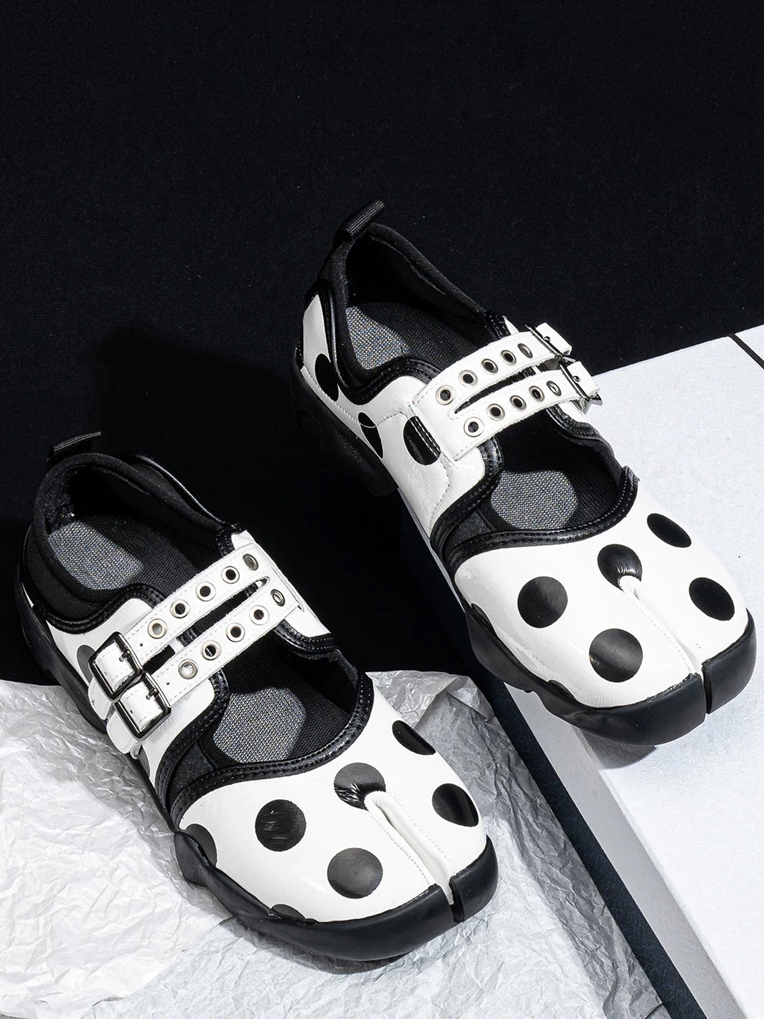 Polka-Dot Split-Toe Strapped Mary Janes - View 5
