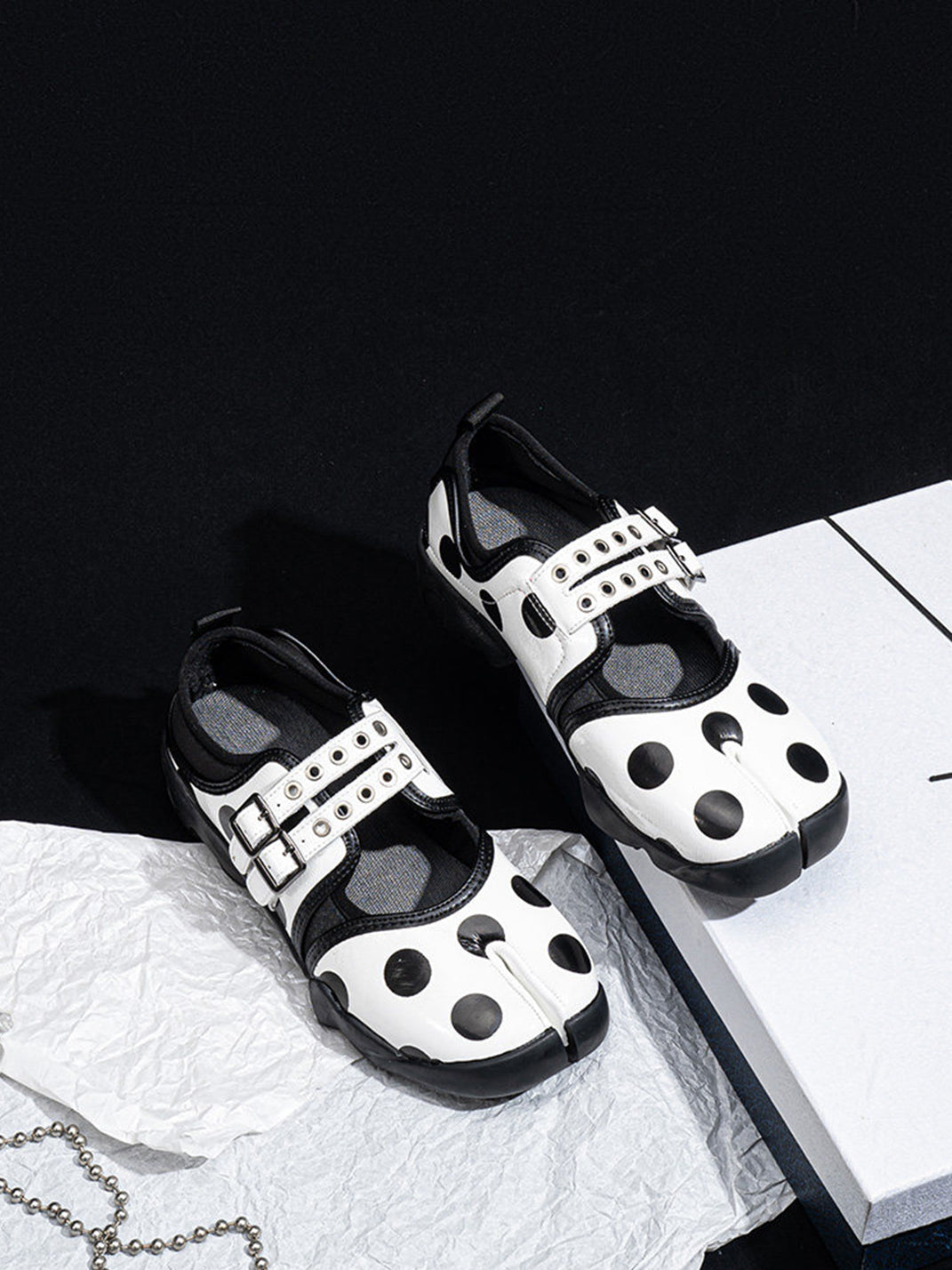 Polka-Dot Split-Toe Strapped Mary Janes - View 7