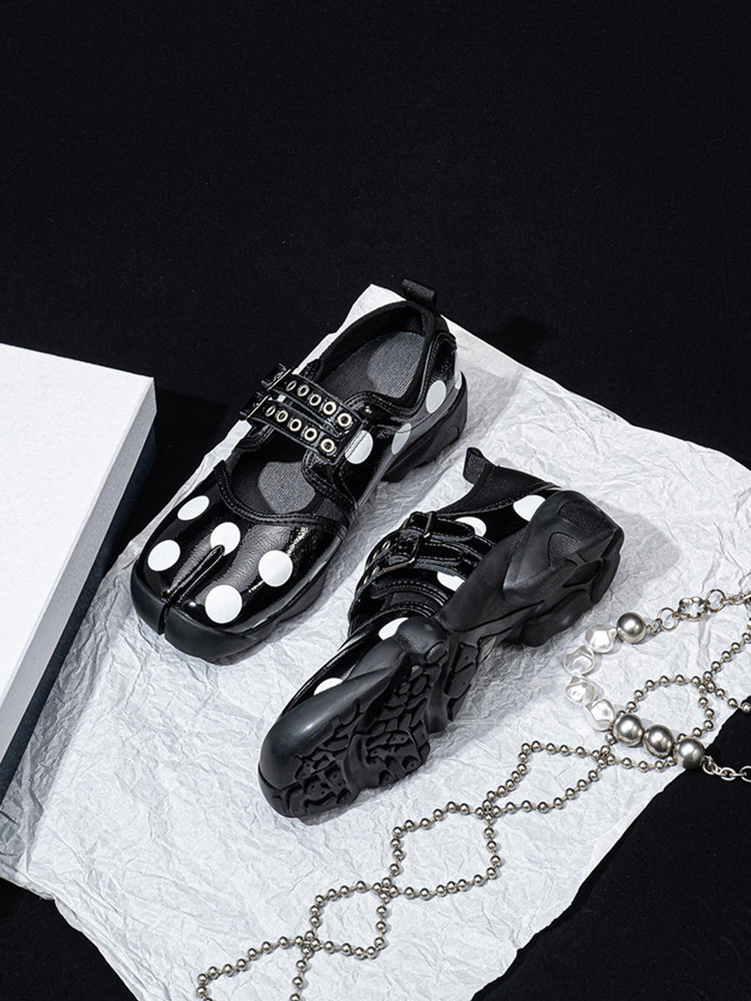 Polka-Dot Split-Toe Strapped Mary Janes - View 14