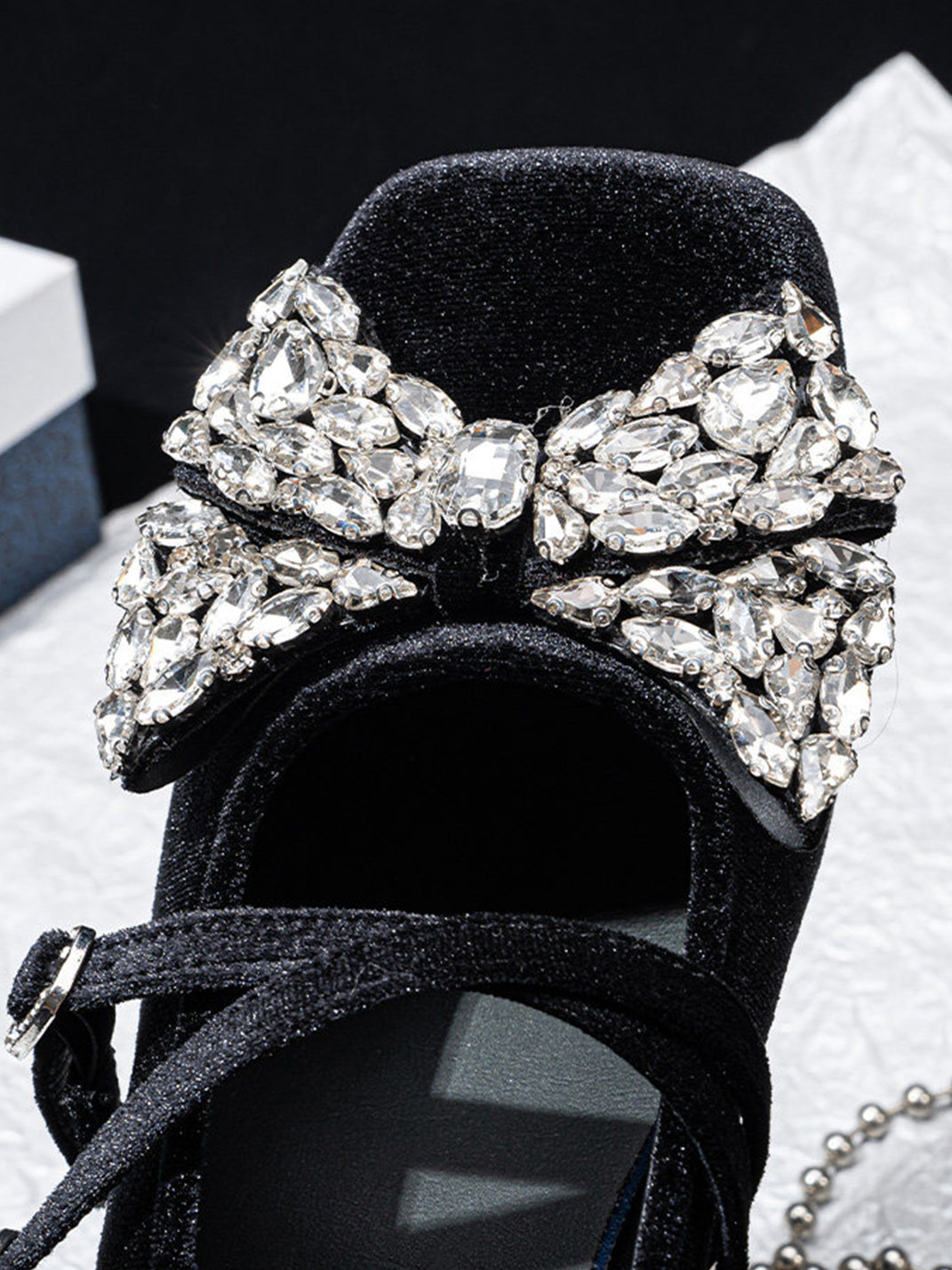 Crystal Bow Velvet Block-Heel Mary Janes - View 11
