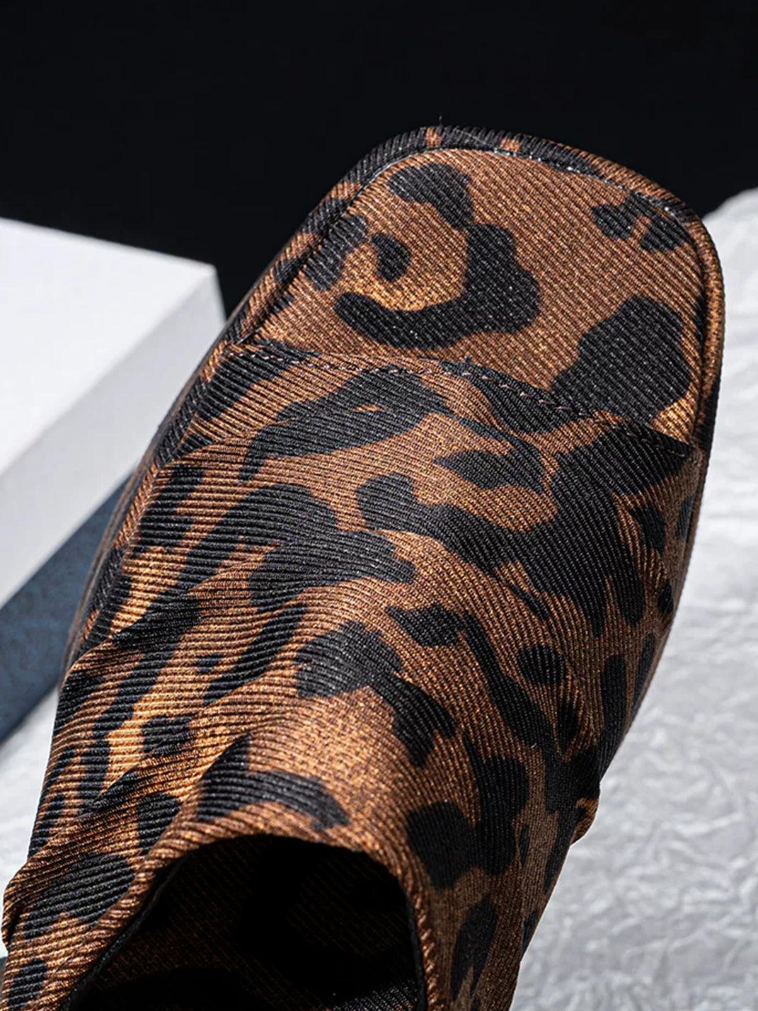 Leopard Ruched Platform Slide Sandals - View 9