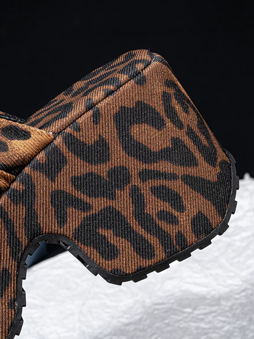 Leopard Ruched Platform Slide Sandals - View 11