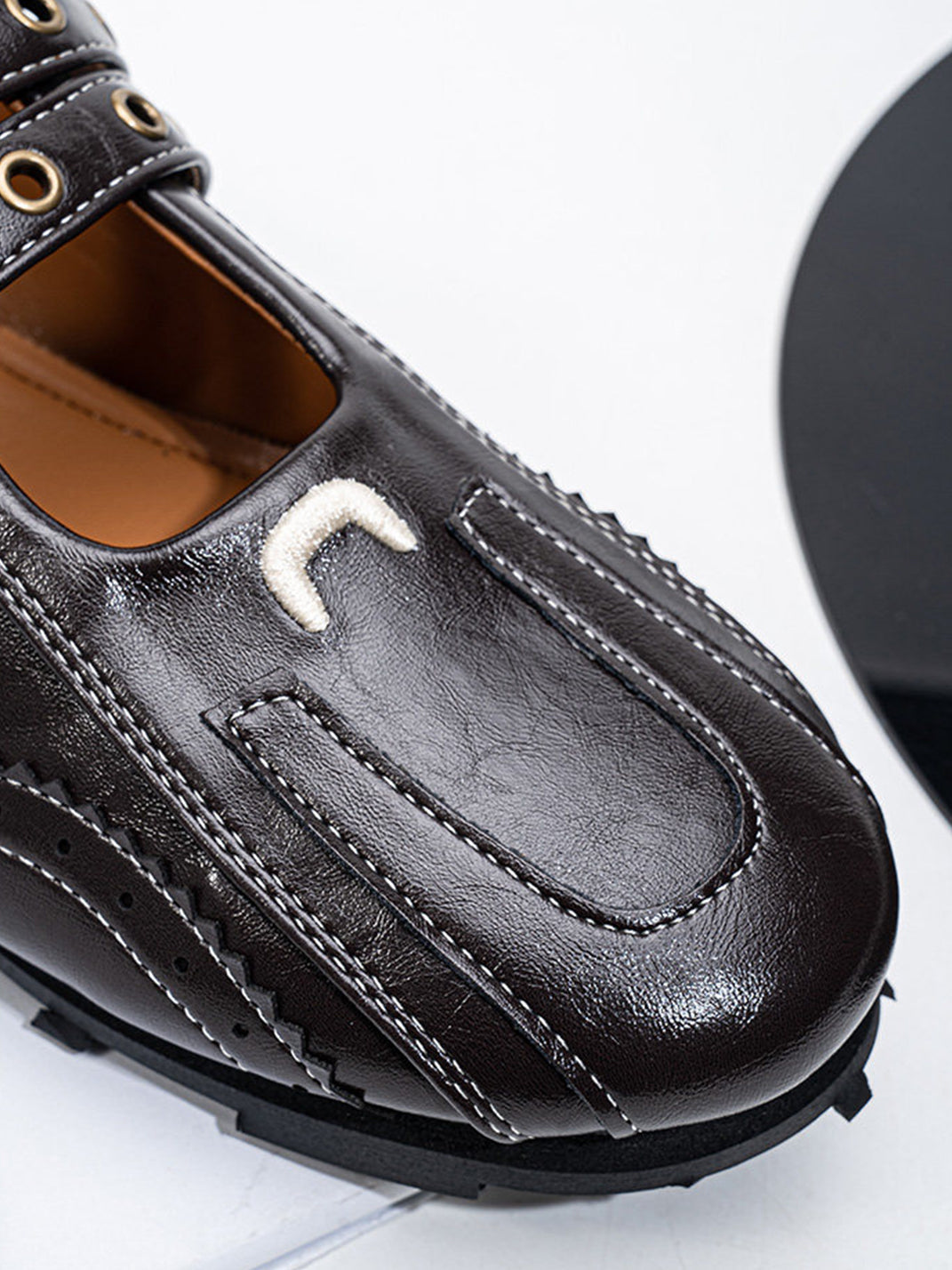 Studded Double-Buckle Square-Toe Flats - View 7