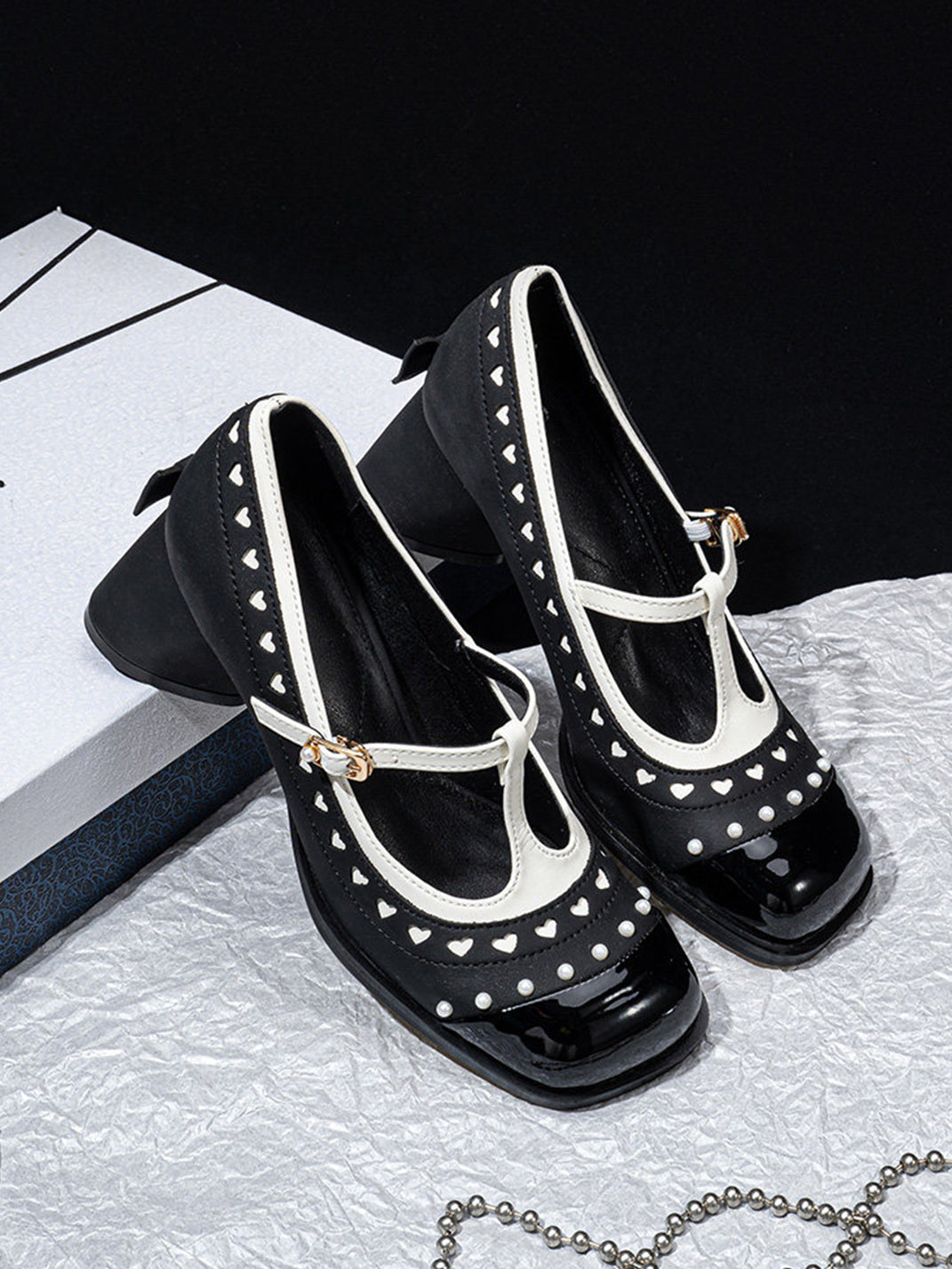 Heart-Stud Square-Toe Block-Heel Mary Janes - View 7