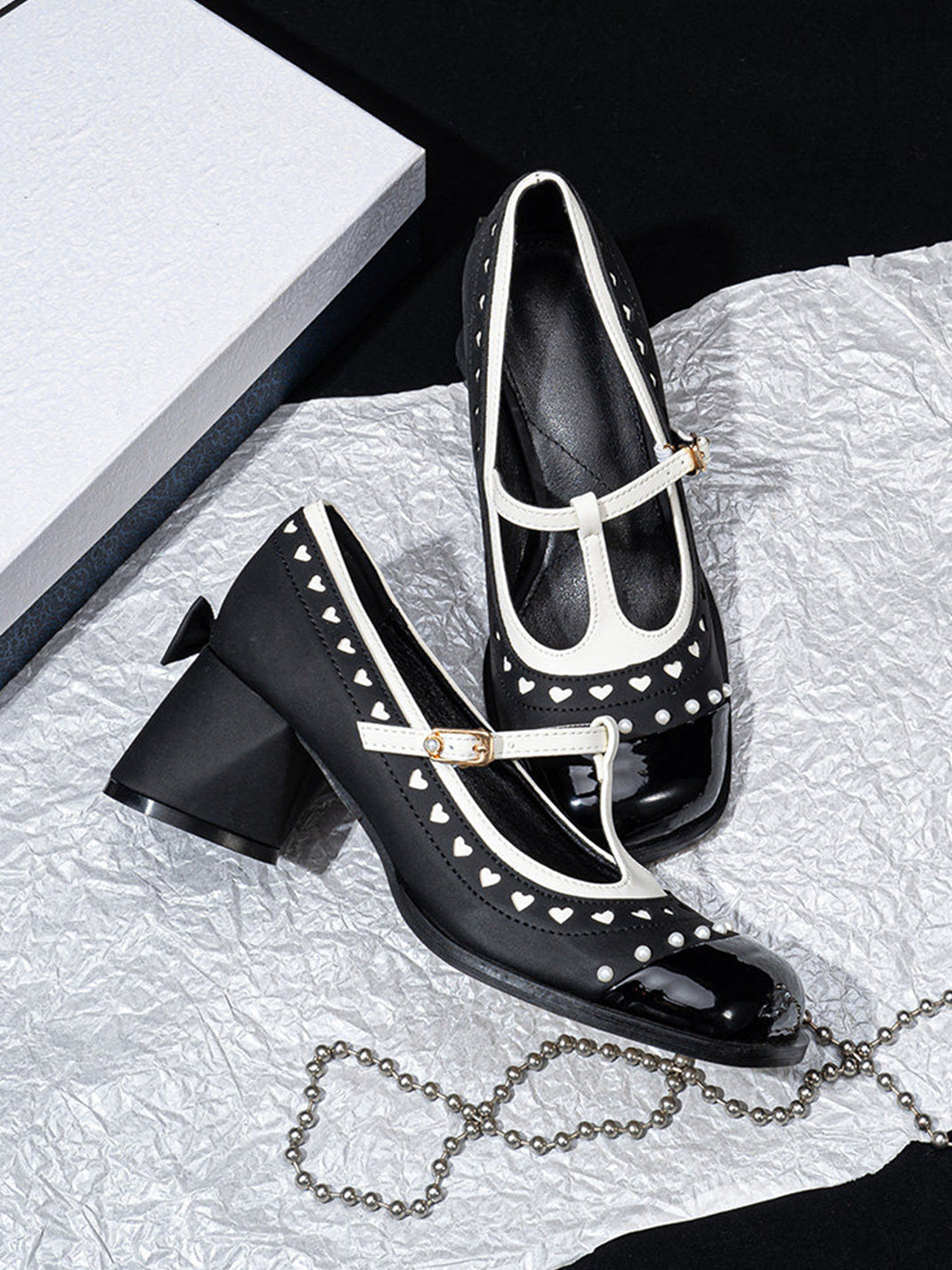 Heart-Stud Square-Toe Block-Heel Mary Janes - View 8
