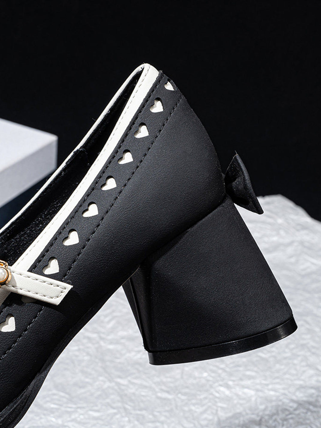 Heart-Stud Square-Toe Block-Heel Mary Janes - View 12