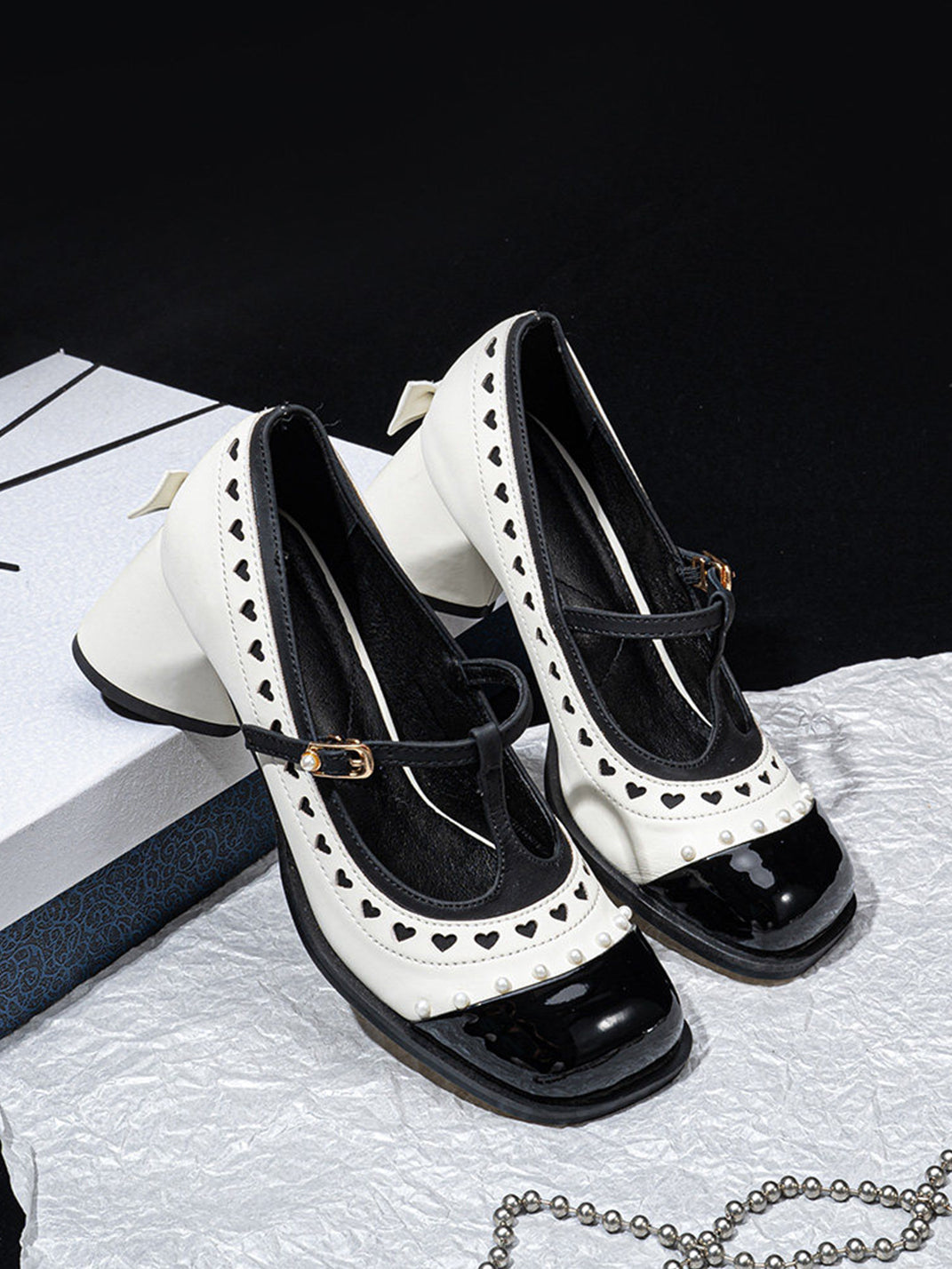 Heart-Stud Square-Toe Block-Heel Mary Janes - View 14