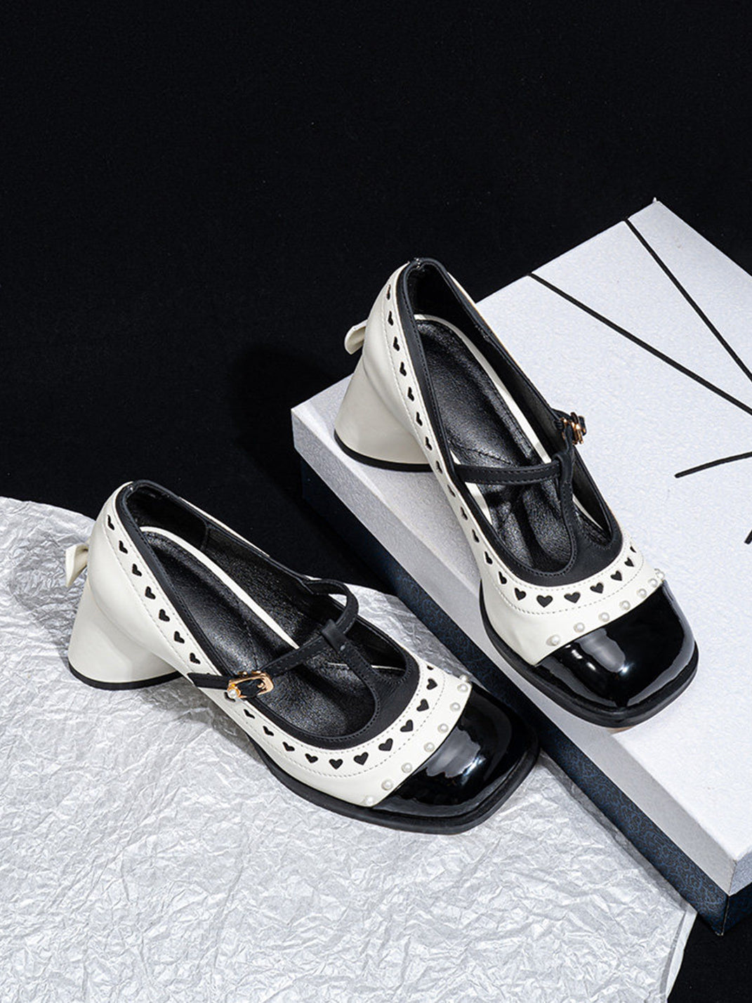 Heart-Stud Square-Toe Block-Heel Mary Janes - View 15
