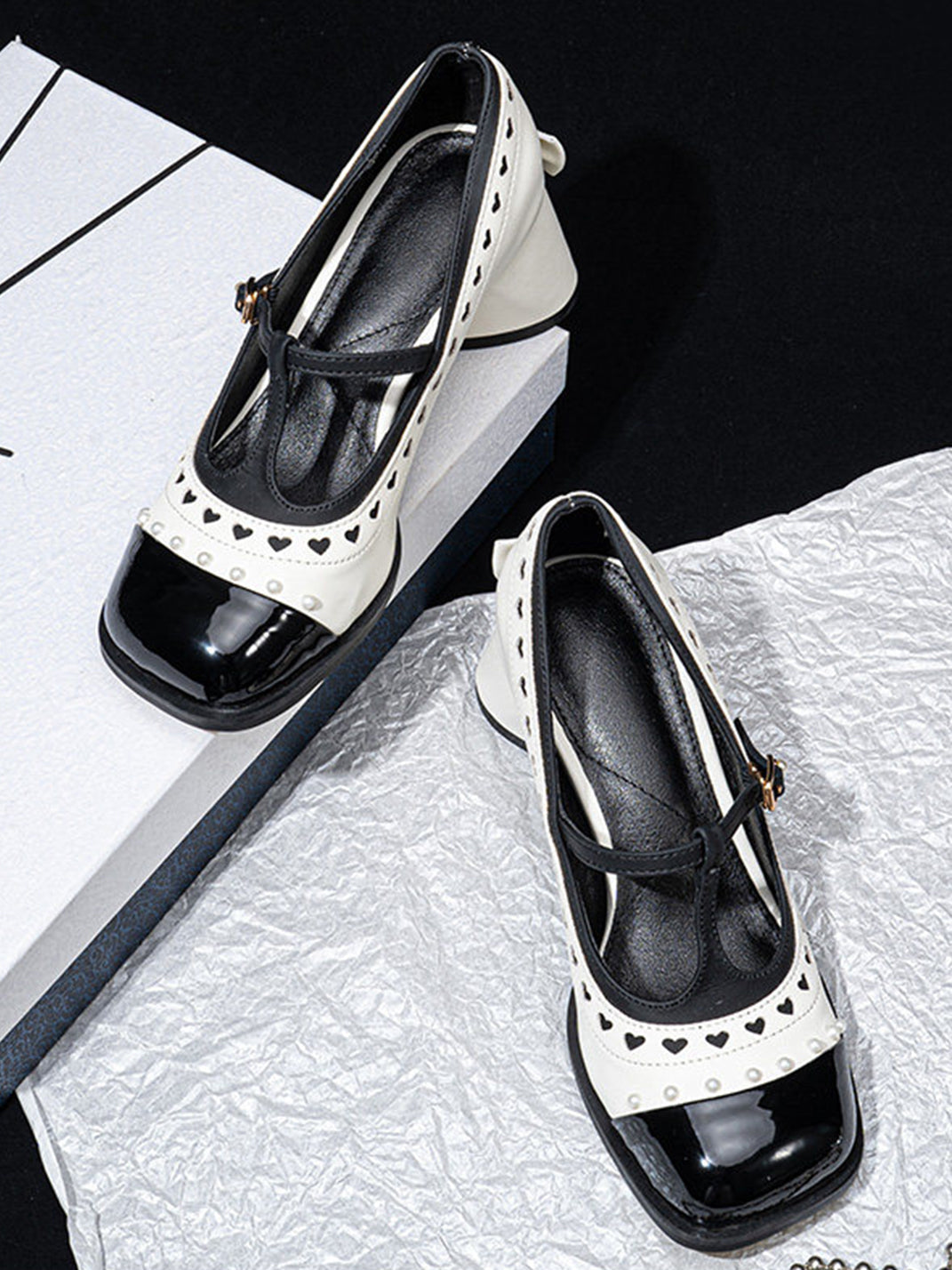Heart-Stud Square-Toe Block-Heel Mary Janes - View 16