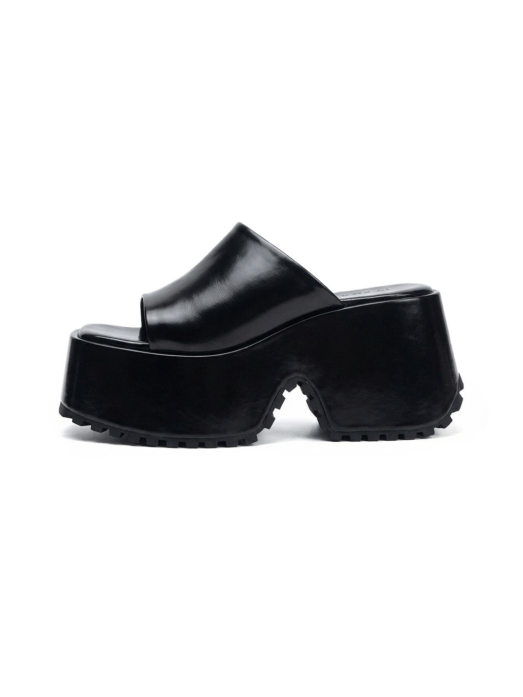 Square-Toe Denim Platform Slide Sandals - View 22