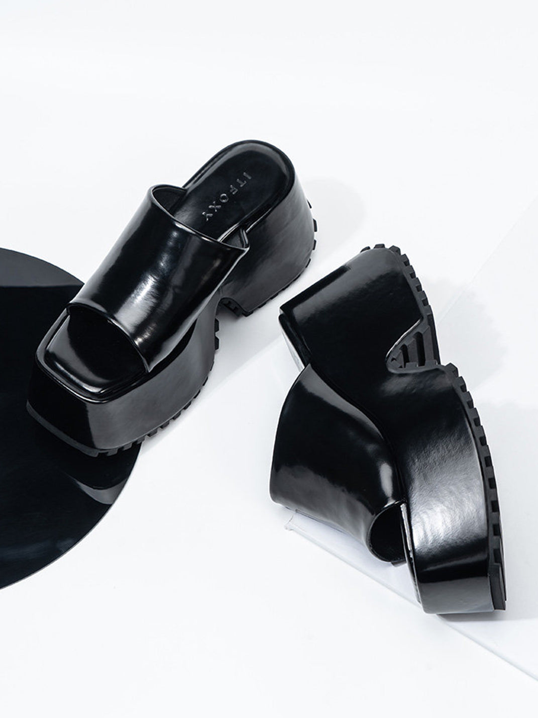 Square-Toe Denim Platform Slide Sandals - View 26