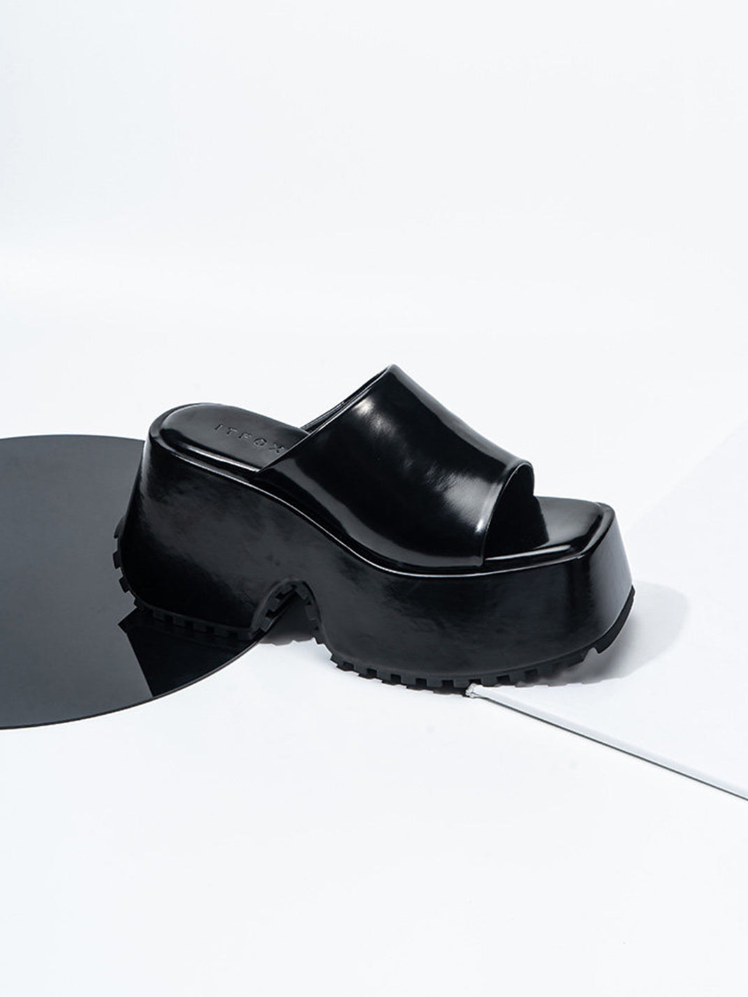 Square-Toe Denim Platform Slide Sandals - View 27