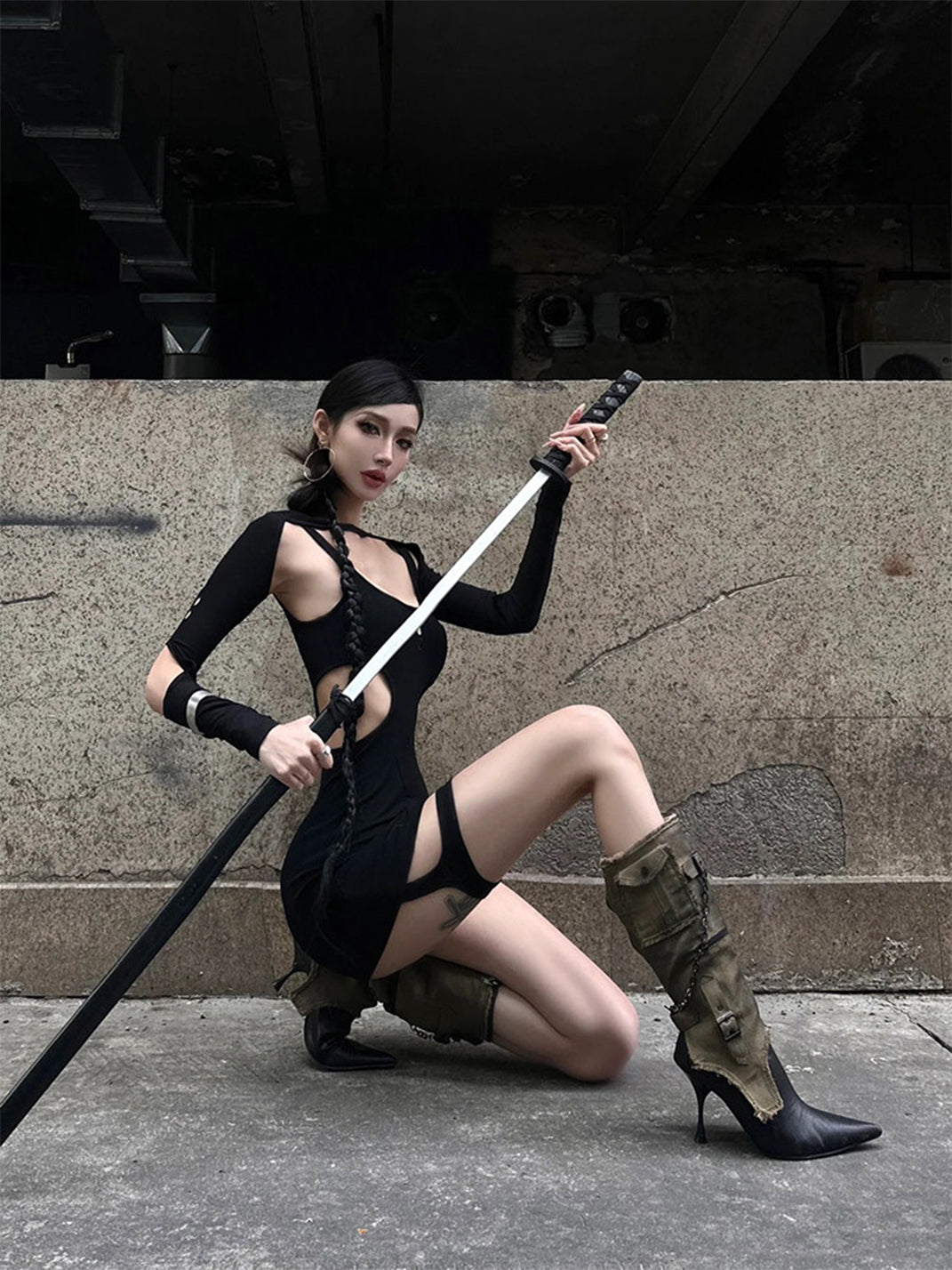 Detachable Distressed-Shaft Stiletto Boots - View 2