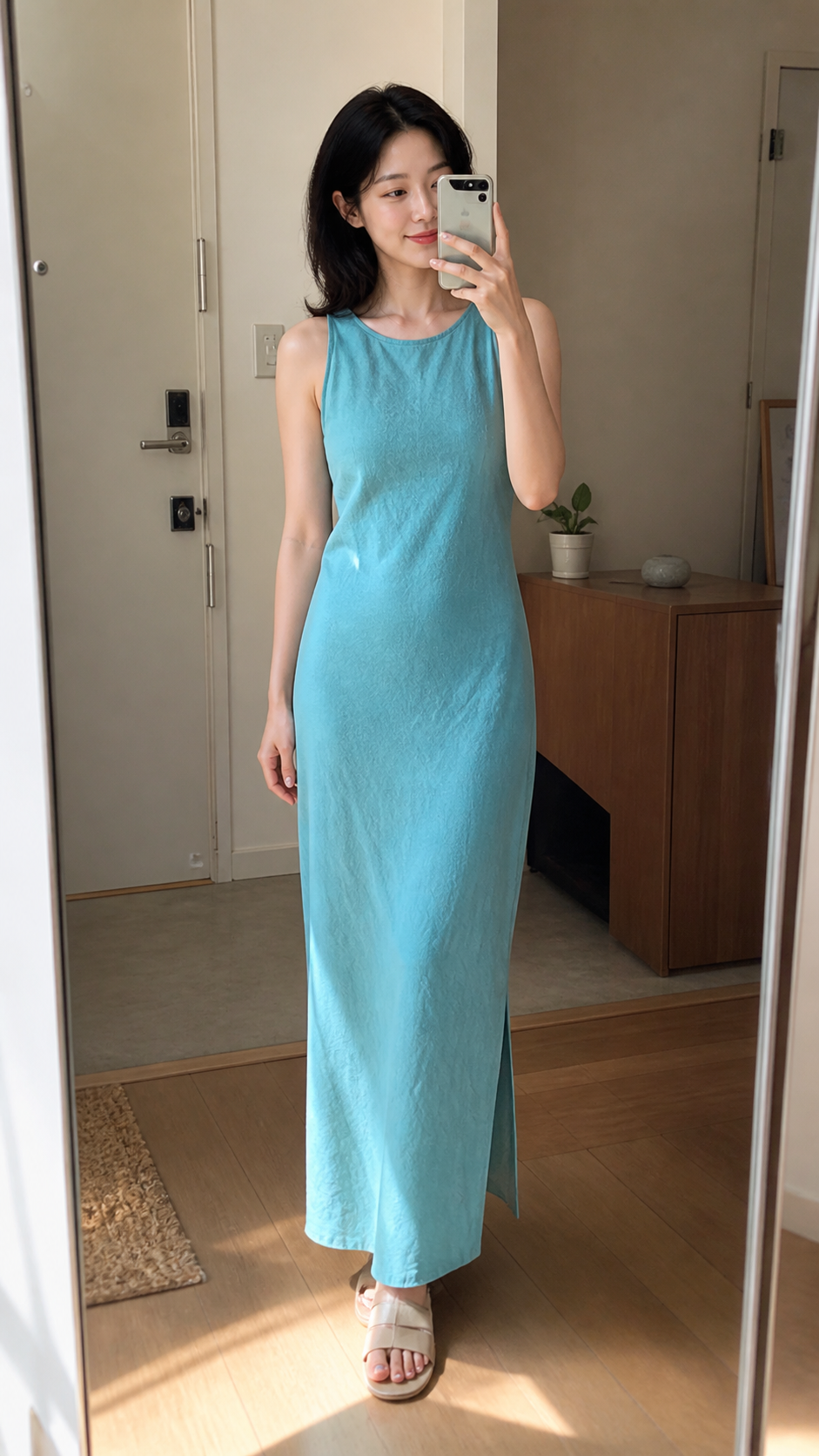 Sleeveless Slit Maxi Dress Lake Blue natural UGC showcase 1
