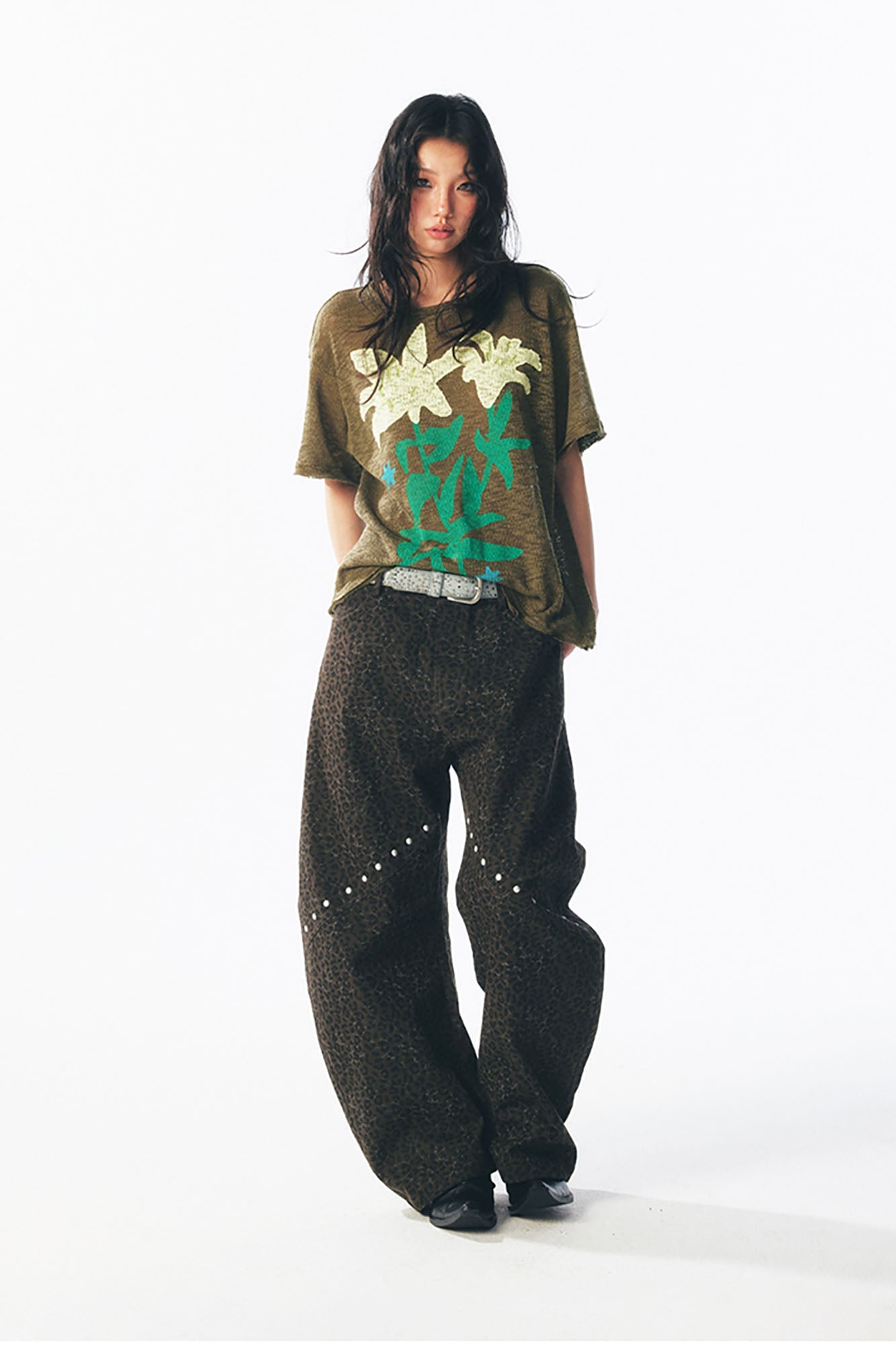 Sheer Lily Graphic Distressed Tee