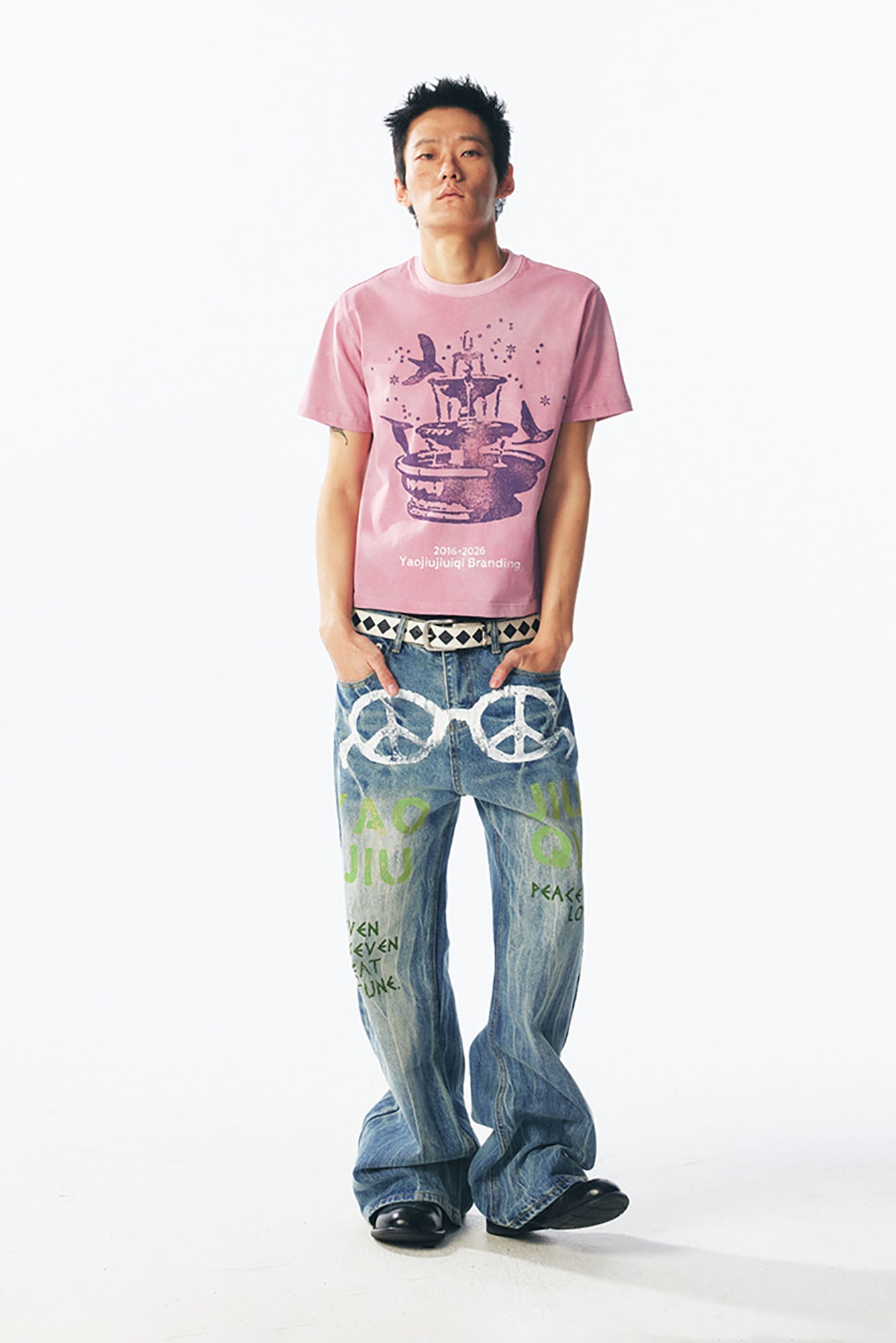 Fountain Dove Distressed Cotton Tee