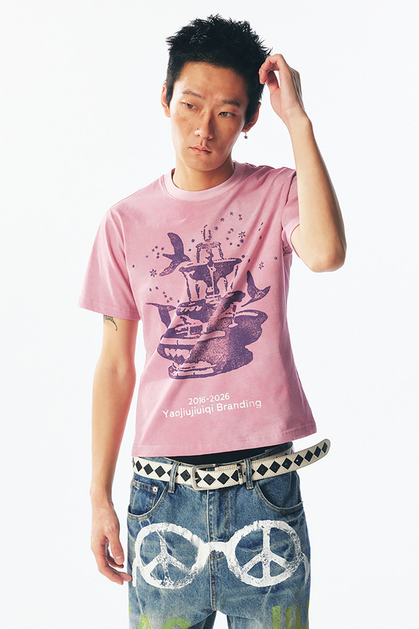 Fountain Dove Distressed Cotton Tee